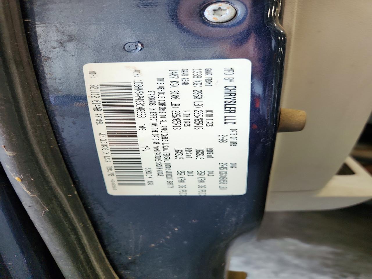 2008 Dodge Grand Caravan Sxt Blue vin: 1D8HN54P48B146668