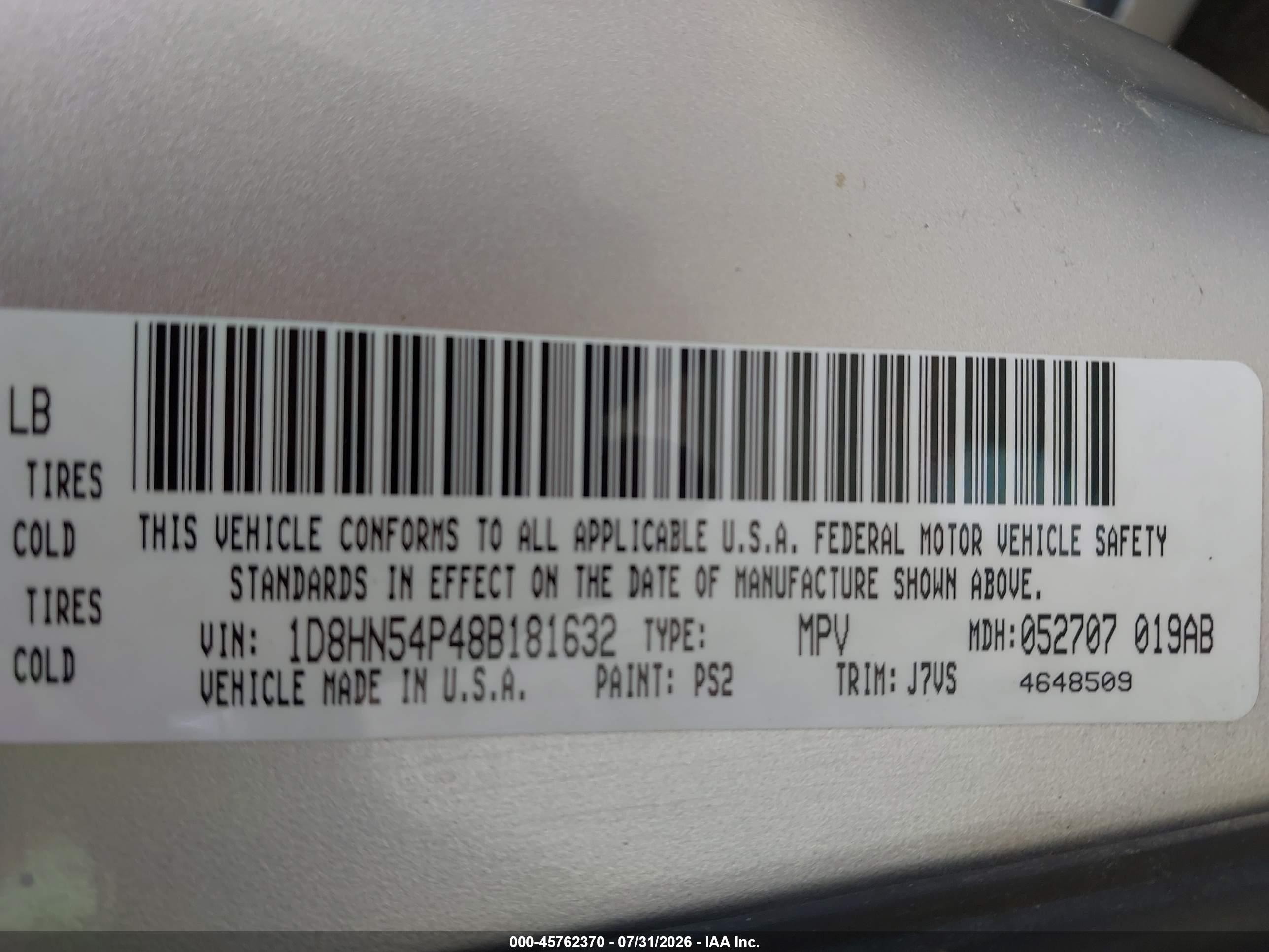 2008 Dodge Grand Caravan Sxt Silver vin: 1D8HN54P48B181632