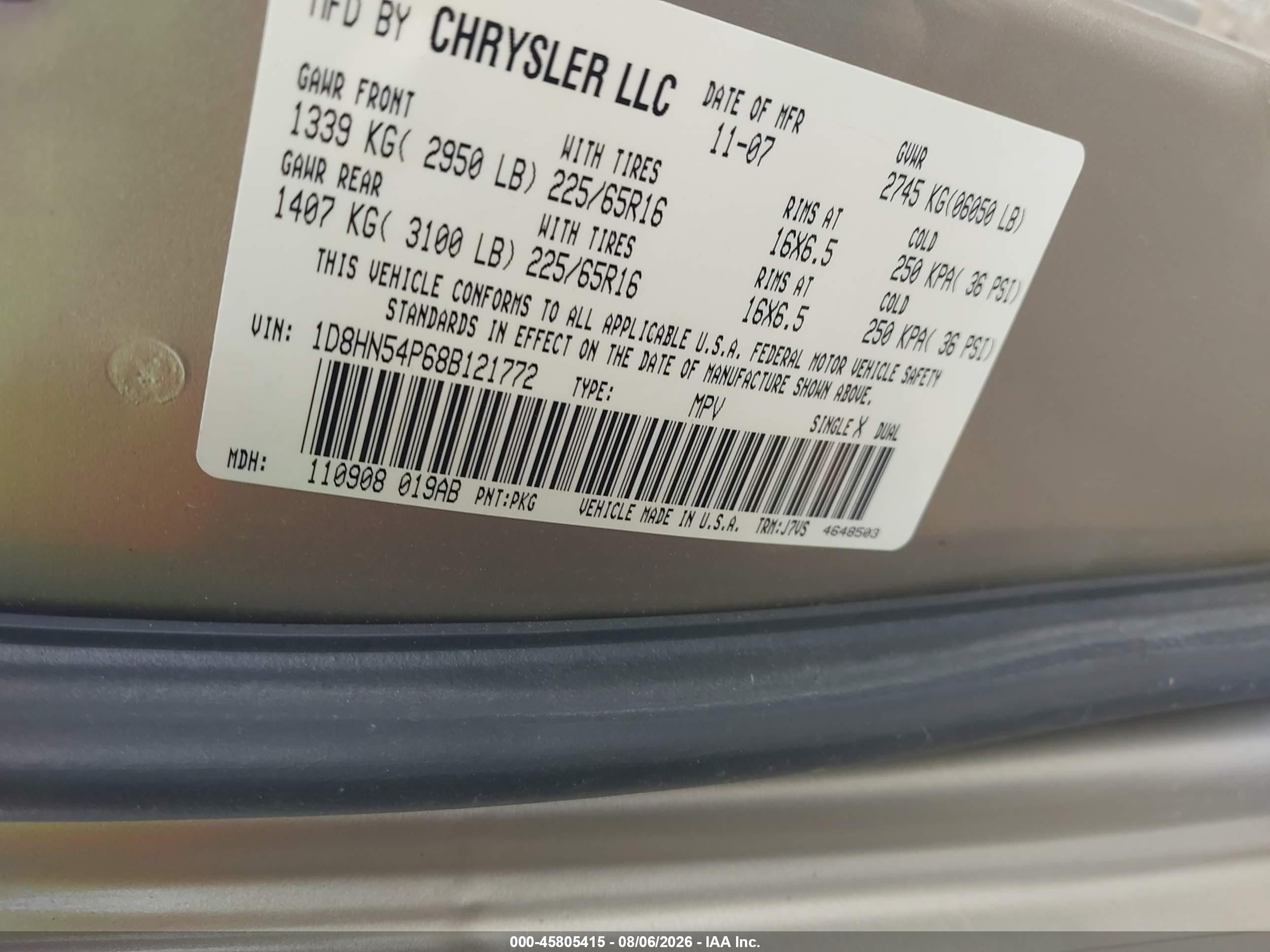 2008 Dodge Grand Caravan Sxt Tan vin: 1D8HN54P68B121772