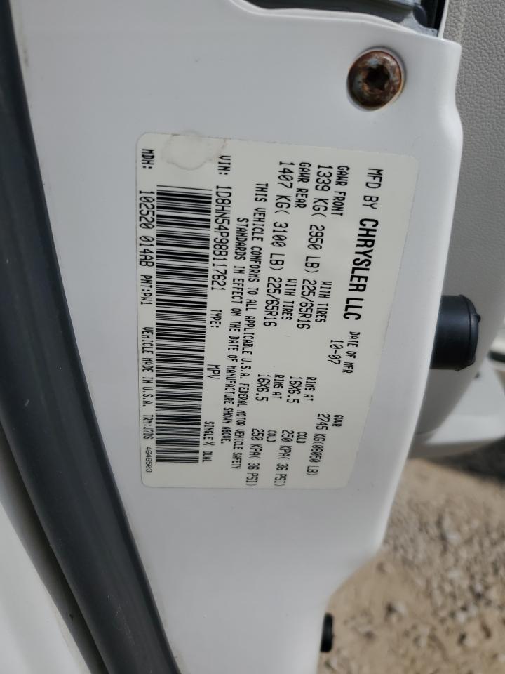 2008 Dodge Grand Caravan Sxt White vin: 1D8HN54P98B117621