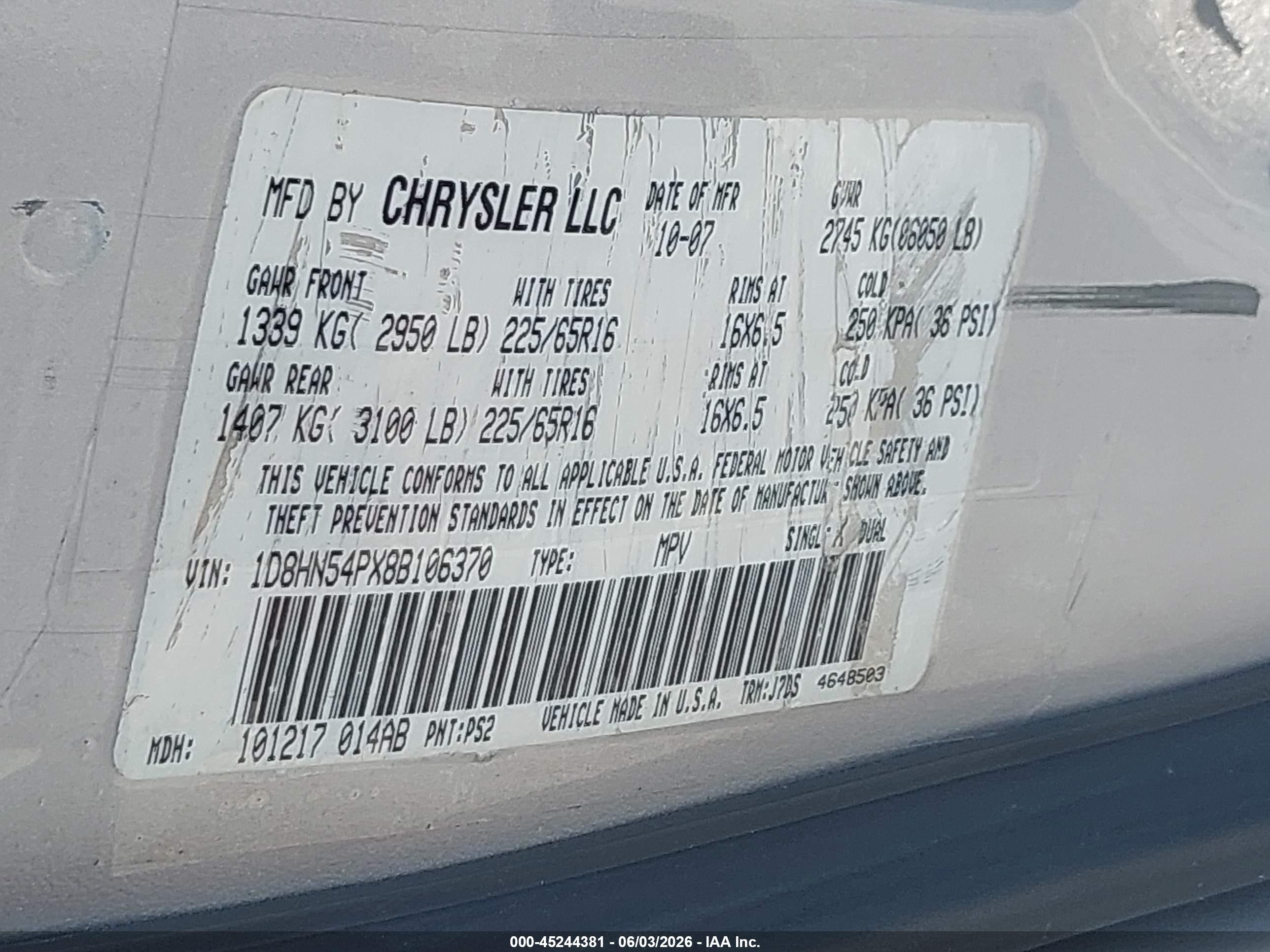 2008 Dodge Grand Caravan Sxt Silver vin: 1D8HN54PX8B106370