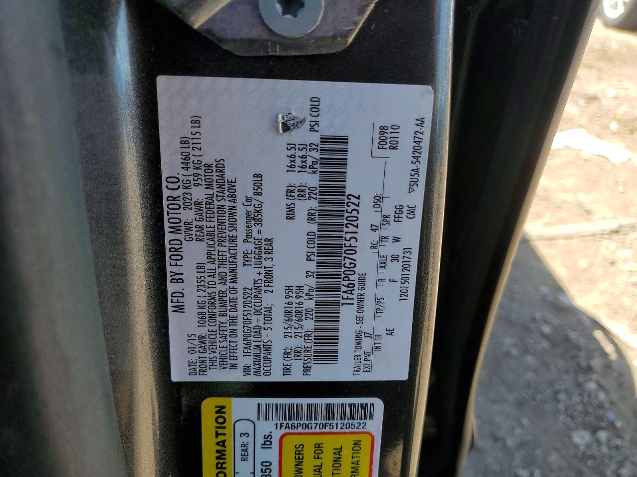2015 Ford Fusion S Серый vin: 1FA6P0G70F5120522