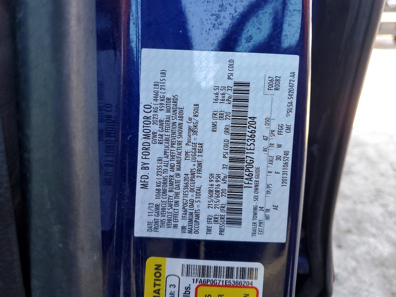 2014 Ford Fusion S Blue vin: 1FA6P0G71E5366204