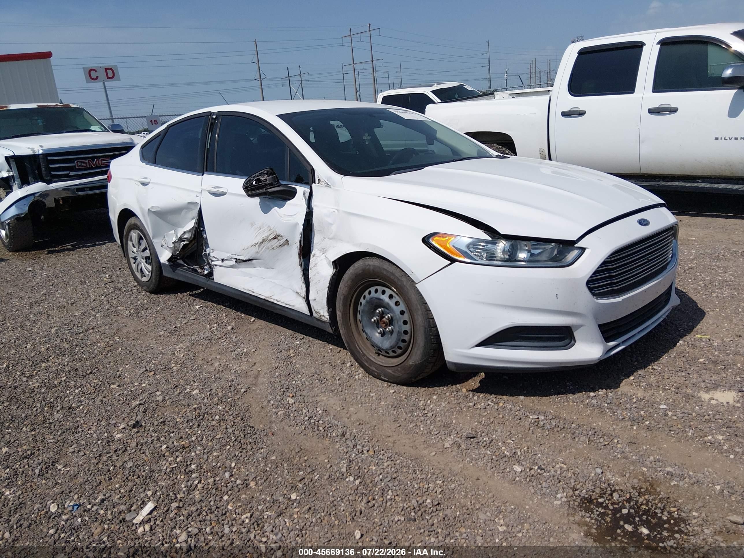 2014 Ford Fusion S White vin: 1FA6P0G73E5367757