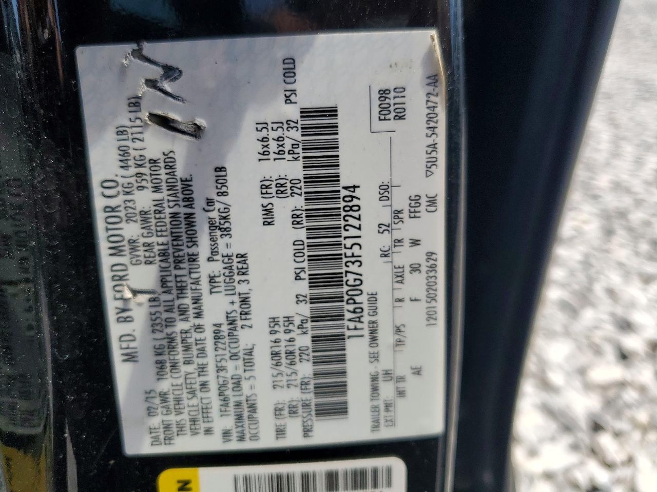 2015 Ford Fusion S Черный vin: 1FA6P0G73F5122894