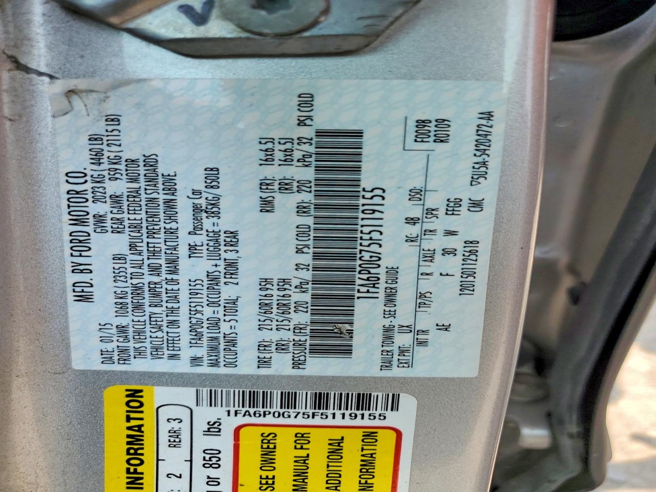 2015 Ford Fusion S Silver vin: 1FA6P0G75F5119155