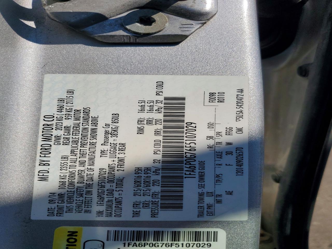 2015 Ford Fusion S Silver vin: 1FA6P0G76F5107029