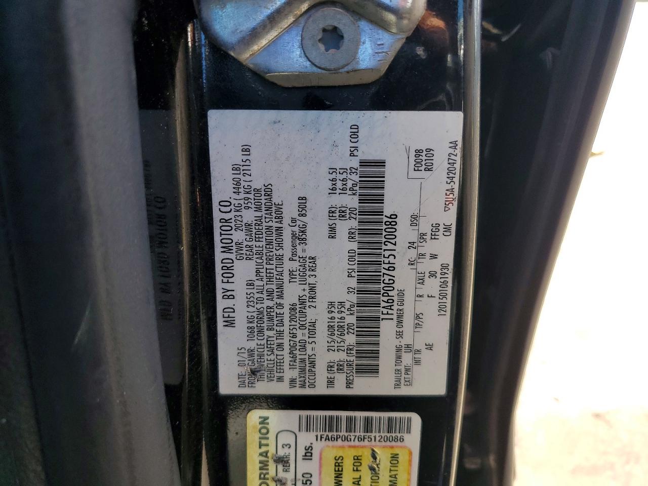 2015 Ford Fusion S Черный vin: 1FA6P0G76F5120086