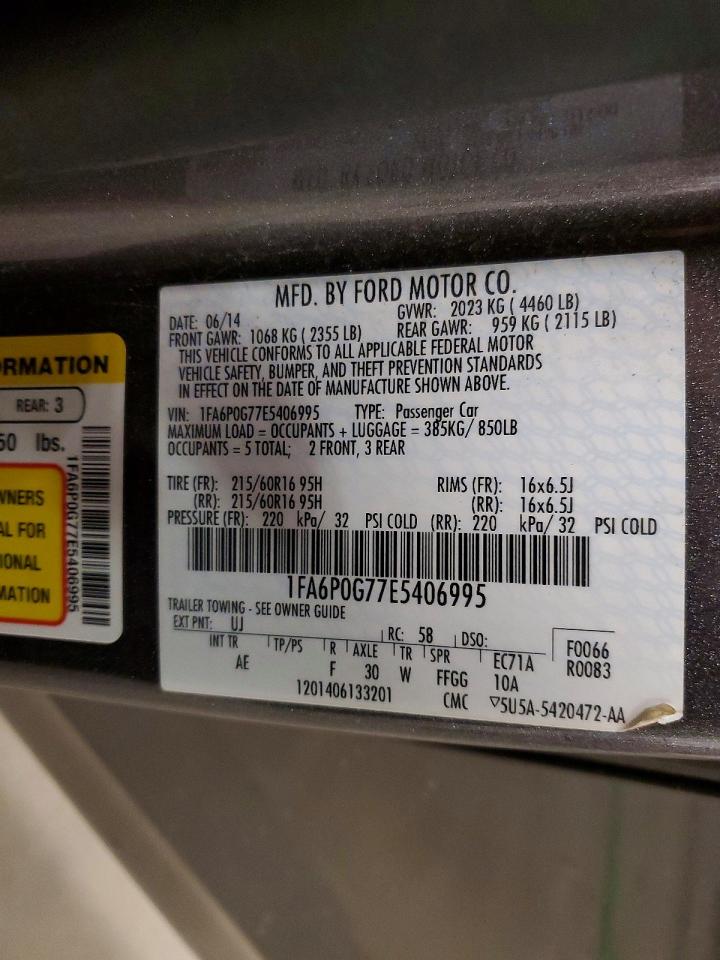 2014 Ford Fusion S Gray vin: 1FA6P0G77E5406995