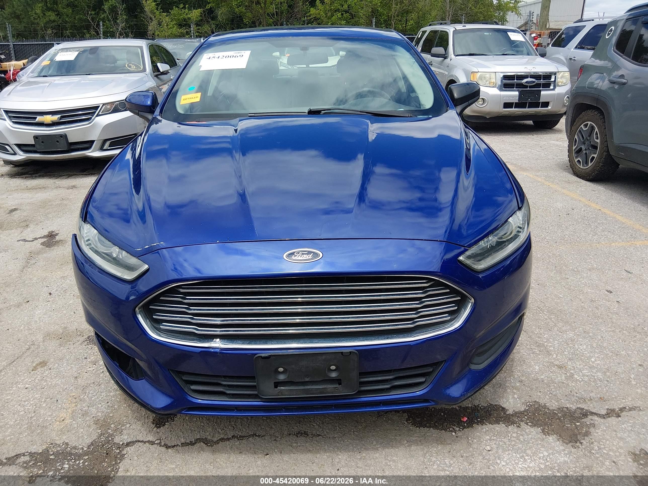 2015 Ford Fusion S Синий vin: 1FA6P0G77F5102177