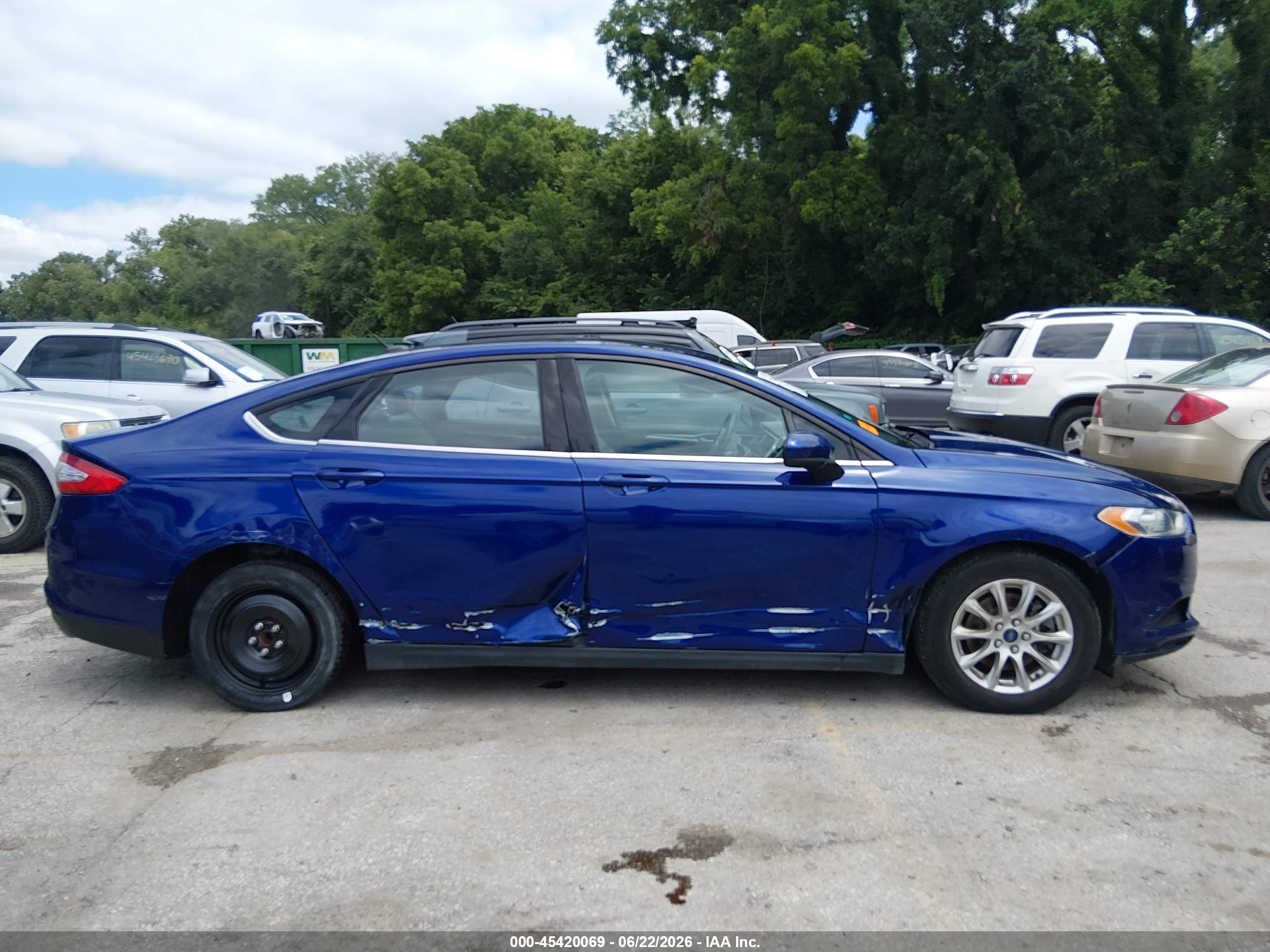 2015 Ford Fusion S Синий vin: 1FA6P0G77F5102177