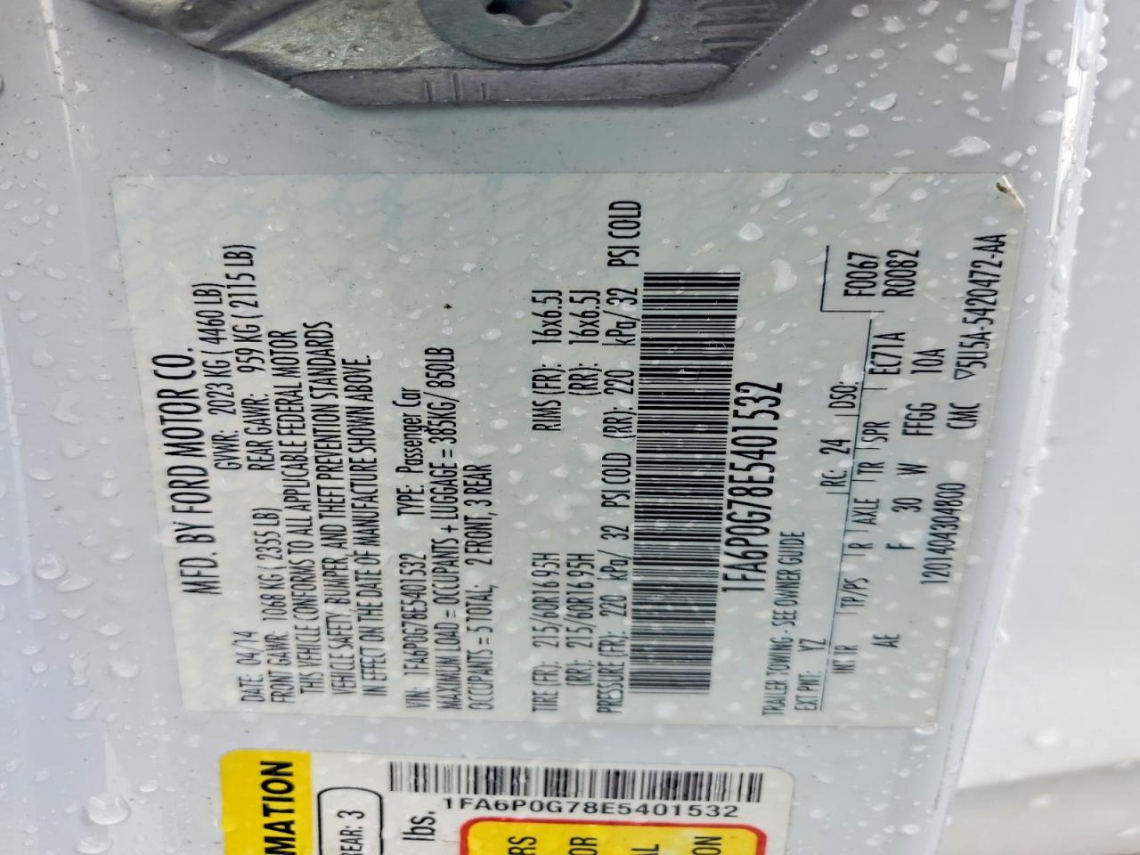 2014 Ford Fusion S Белый vin: 1FA6P0G78E5401532