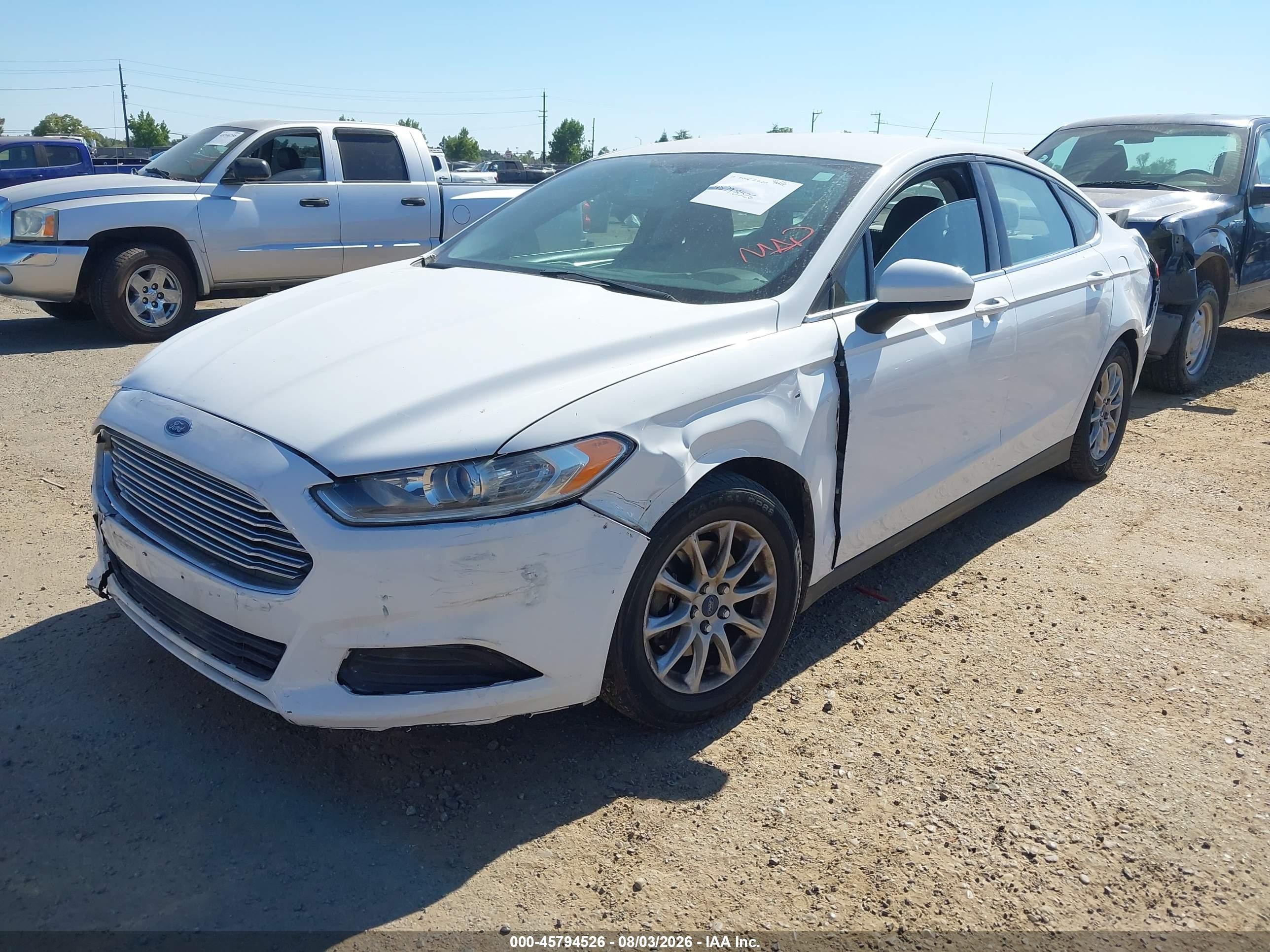 2015 Ford Fusion S White vin: 1FA6P0G78F5106772