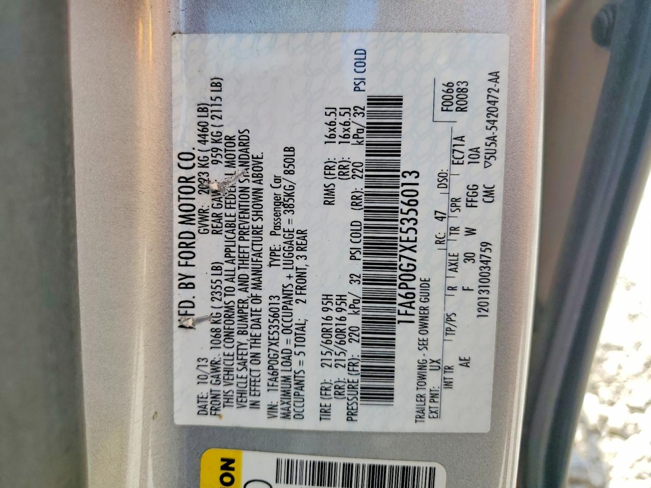 2014 Ford Fusion S Silver vin: 1FA6P0G7XE5356013