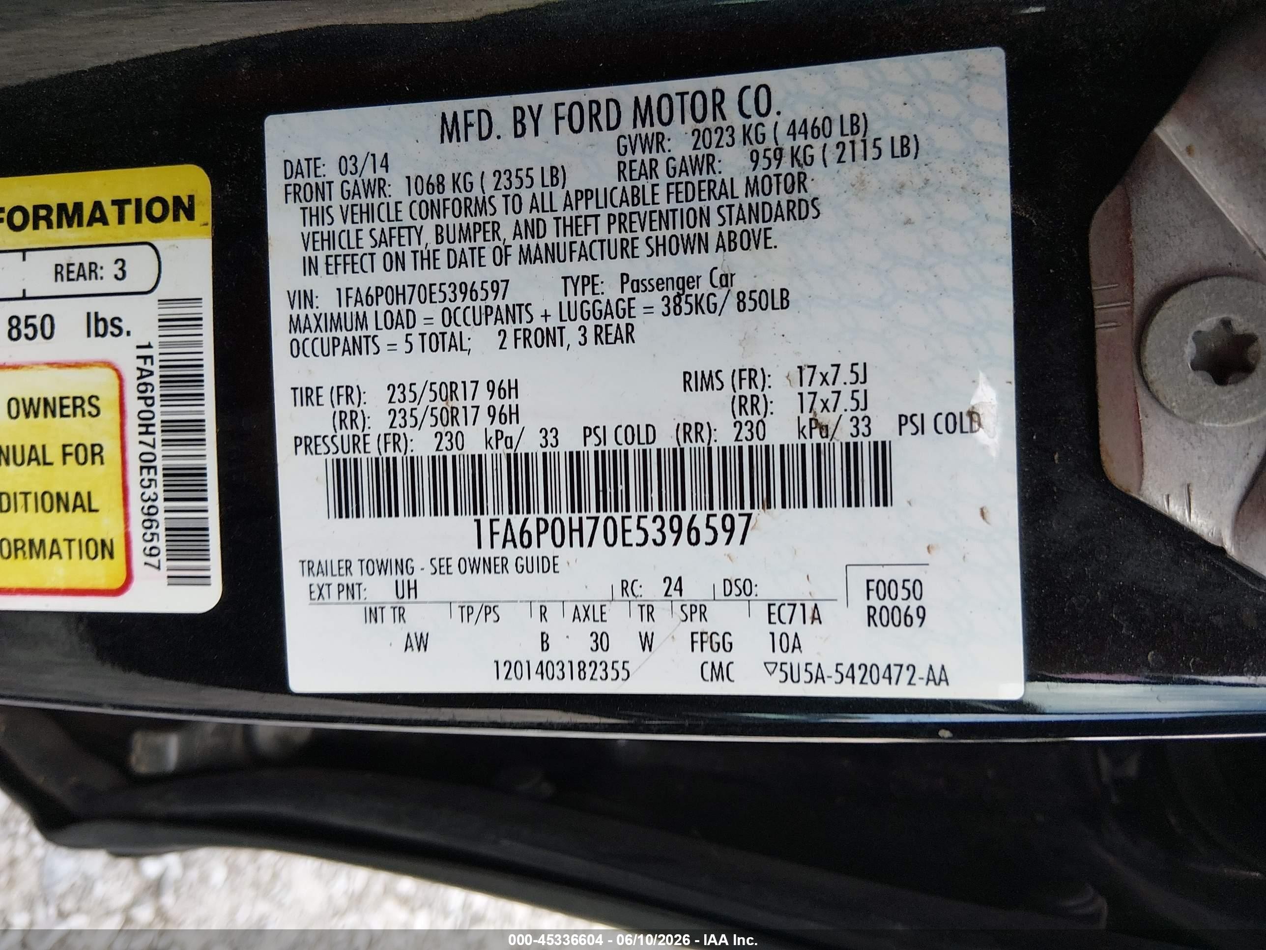 2014 Ford Fusion Se Black vin: 1FA6P0H70E5396597