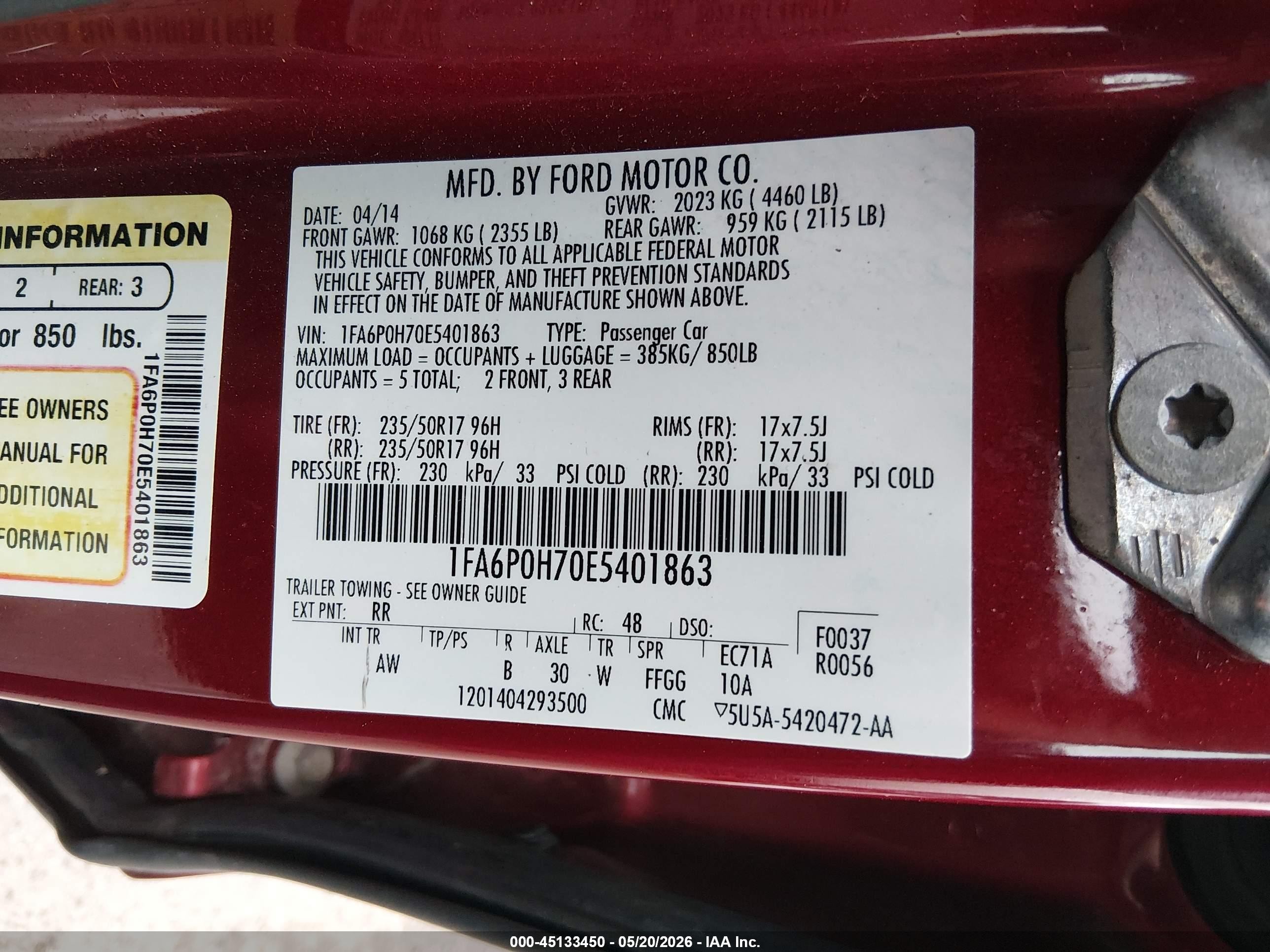 2014 Ford Fusion Se Red vin: 1FA6P0H70E5401863