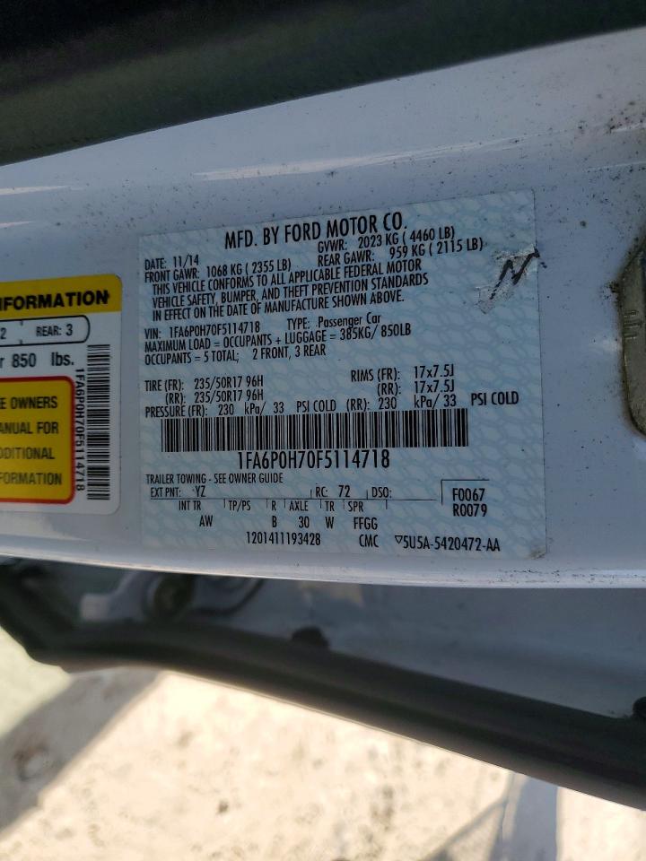 2015 Ford Fusion Se White vin: 1FA6P0H70F5114718