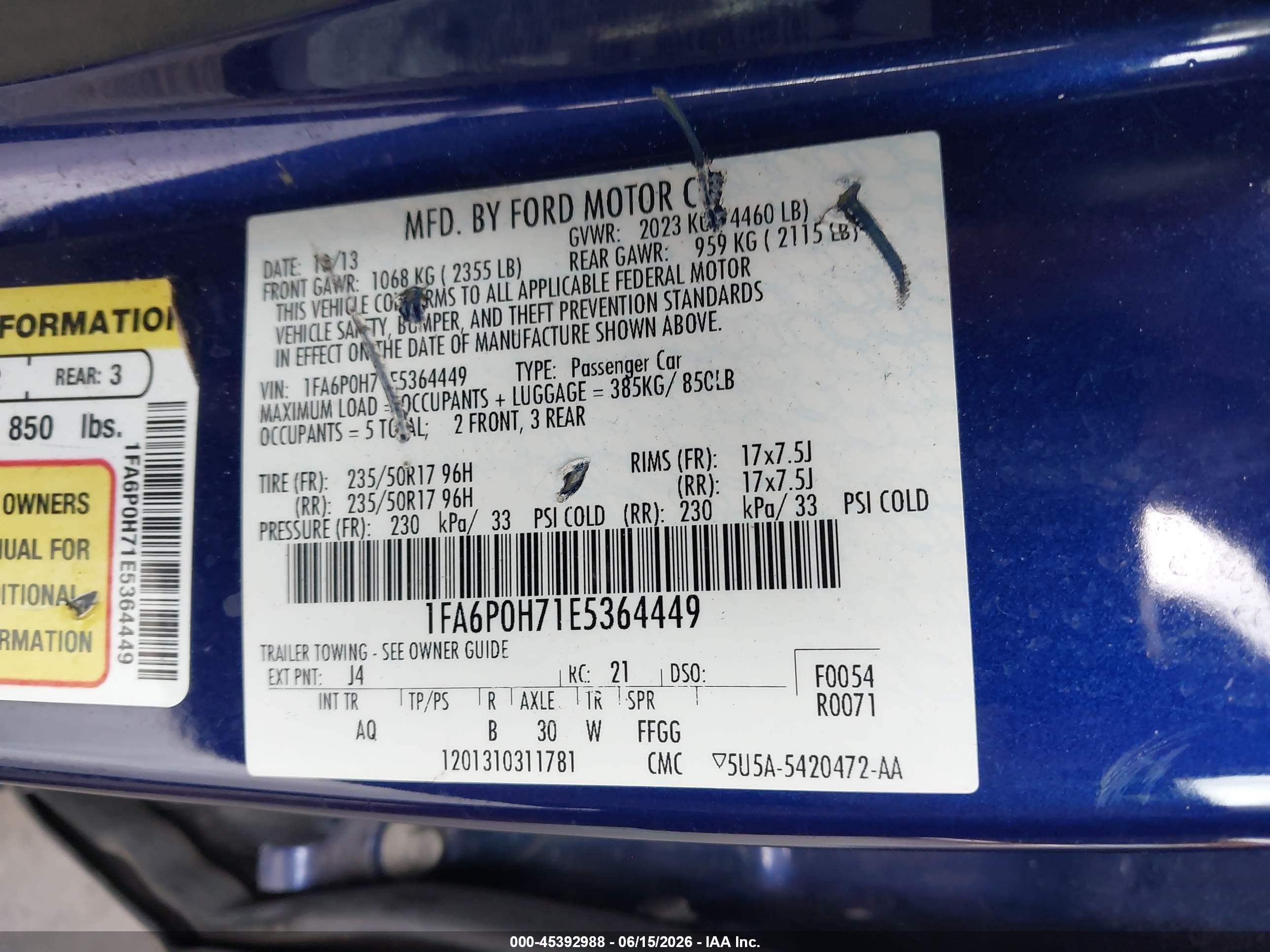 2014 Ford Fusion Se Синий vin: 1FA6P0H71E5364449
