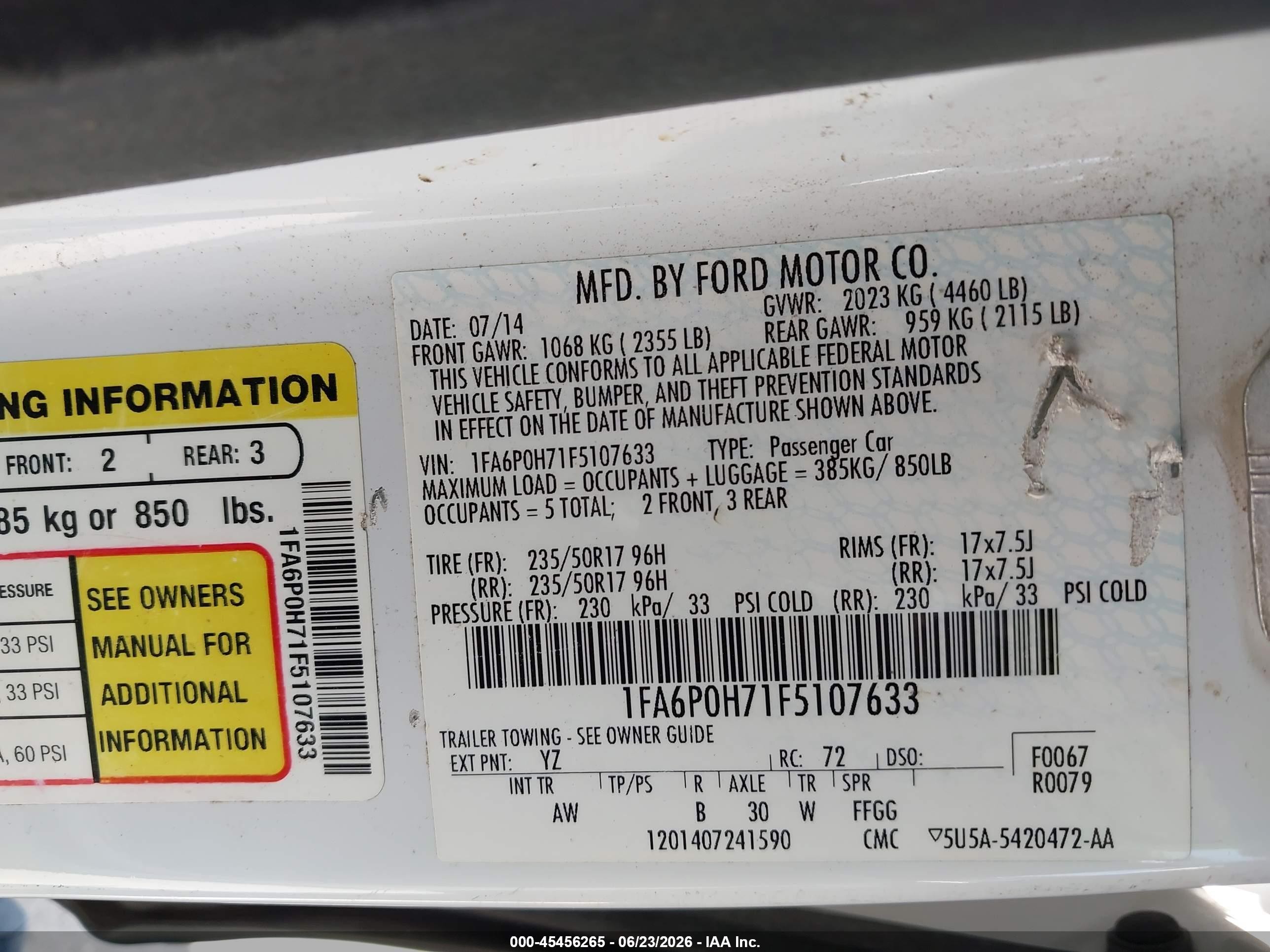 2015 Ford Fusion Se White vin: 1FA6P0H71F5107633