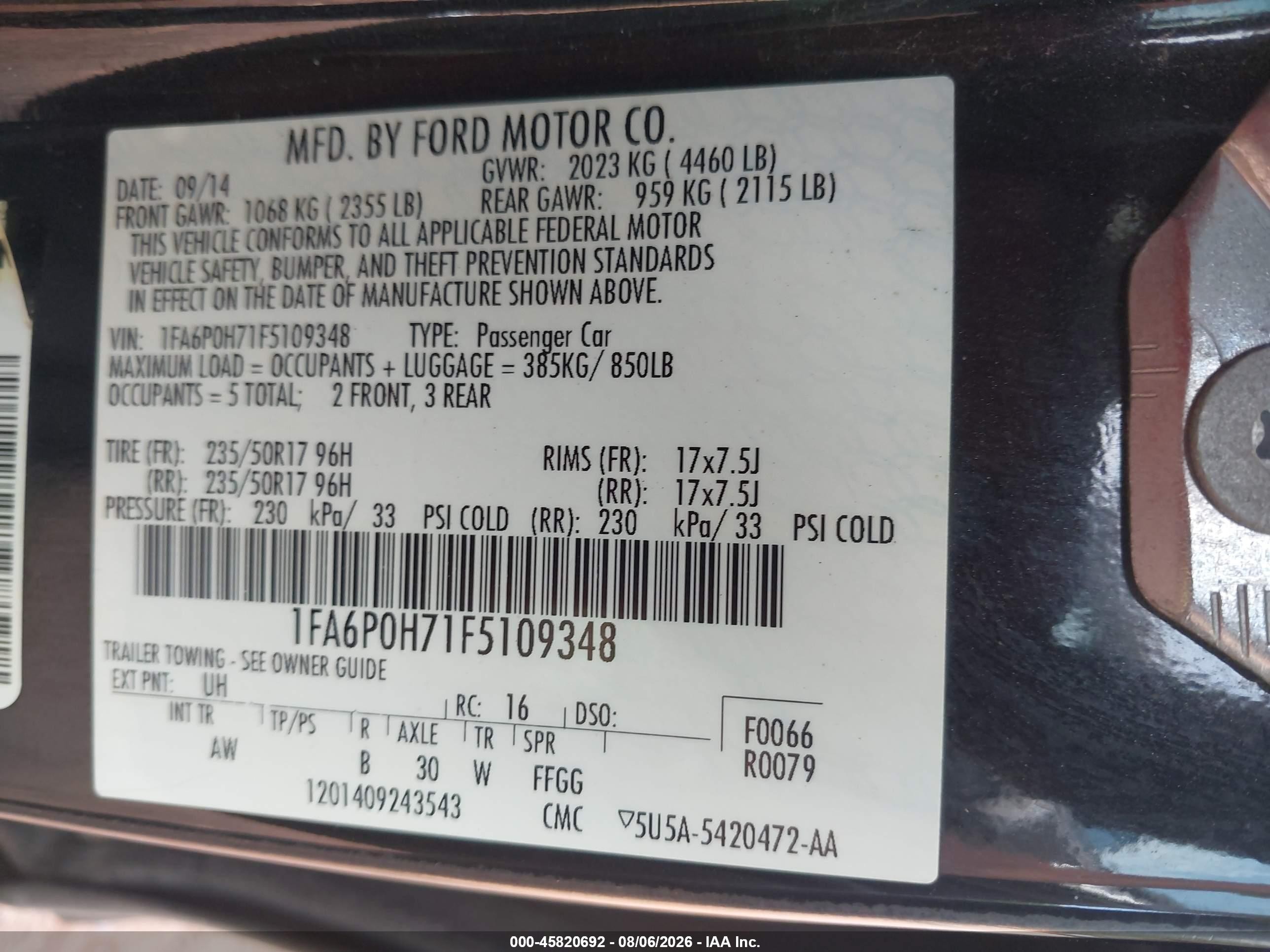 2015 Ford Fusion Se Black vin: 1FA6P0H71F5109348
