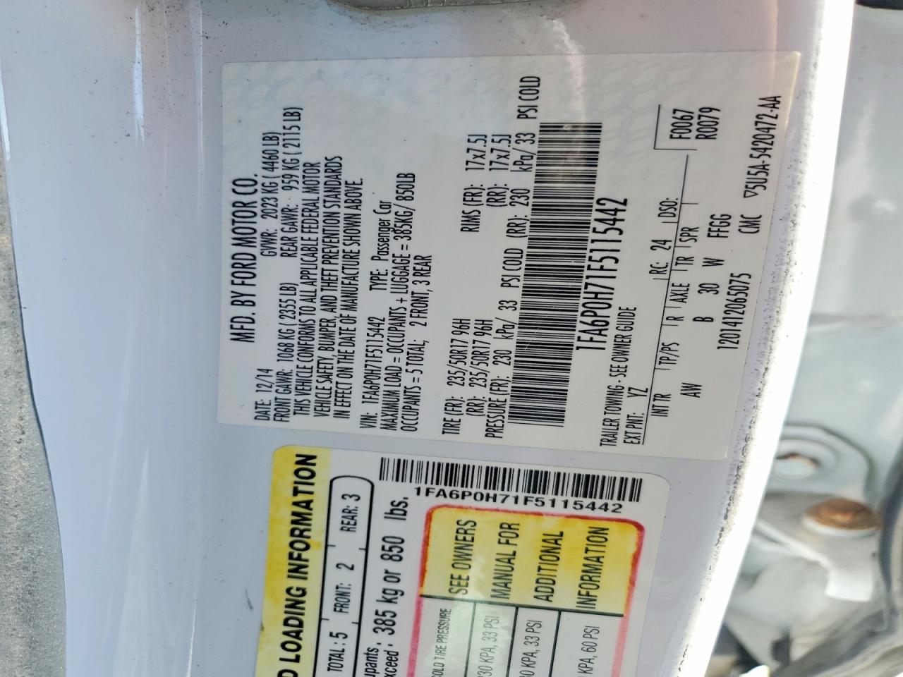 2015 Ford Fusion Se Белый vin: 1FA6P0H71F5115442