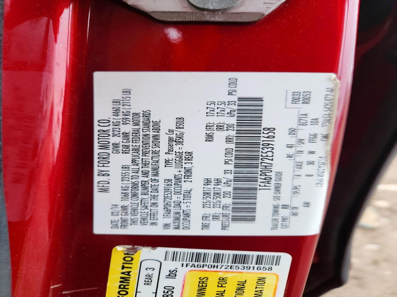 2014 Ford Fusion Se Red vin: 1FA6P0H72E5391658
