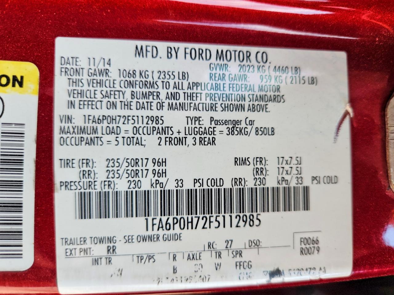 2015 Ford Fusion Se Red vin: 1FA6P0H72F5112985