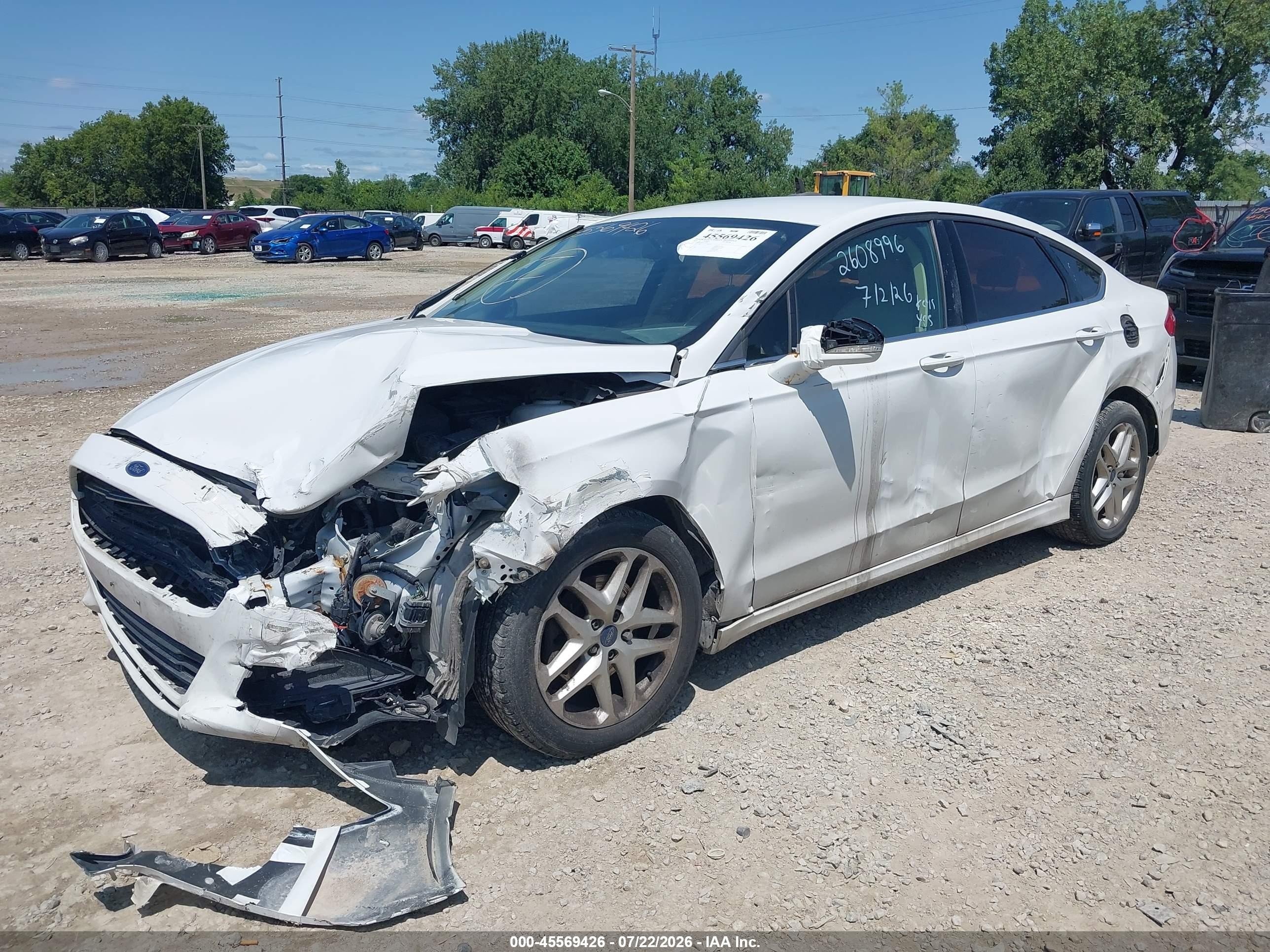 2015 Ford Fusion Se White vin: 1FA6P0H73F5124501
