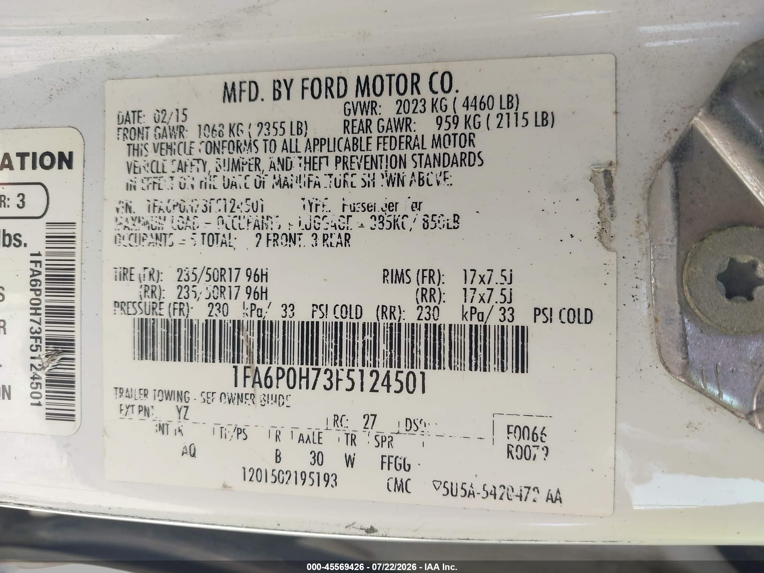2015 Ford Fusion Se White vin: 1FA6P0H73F5124501