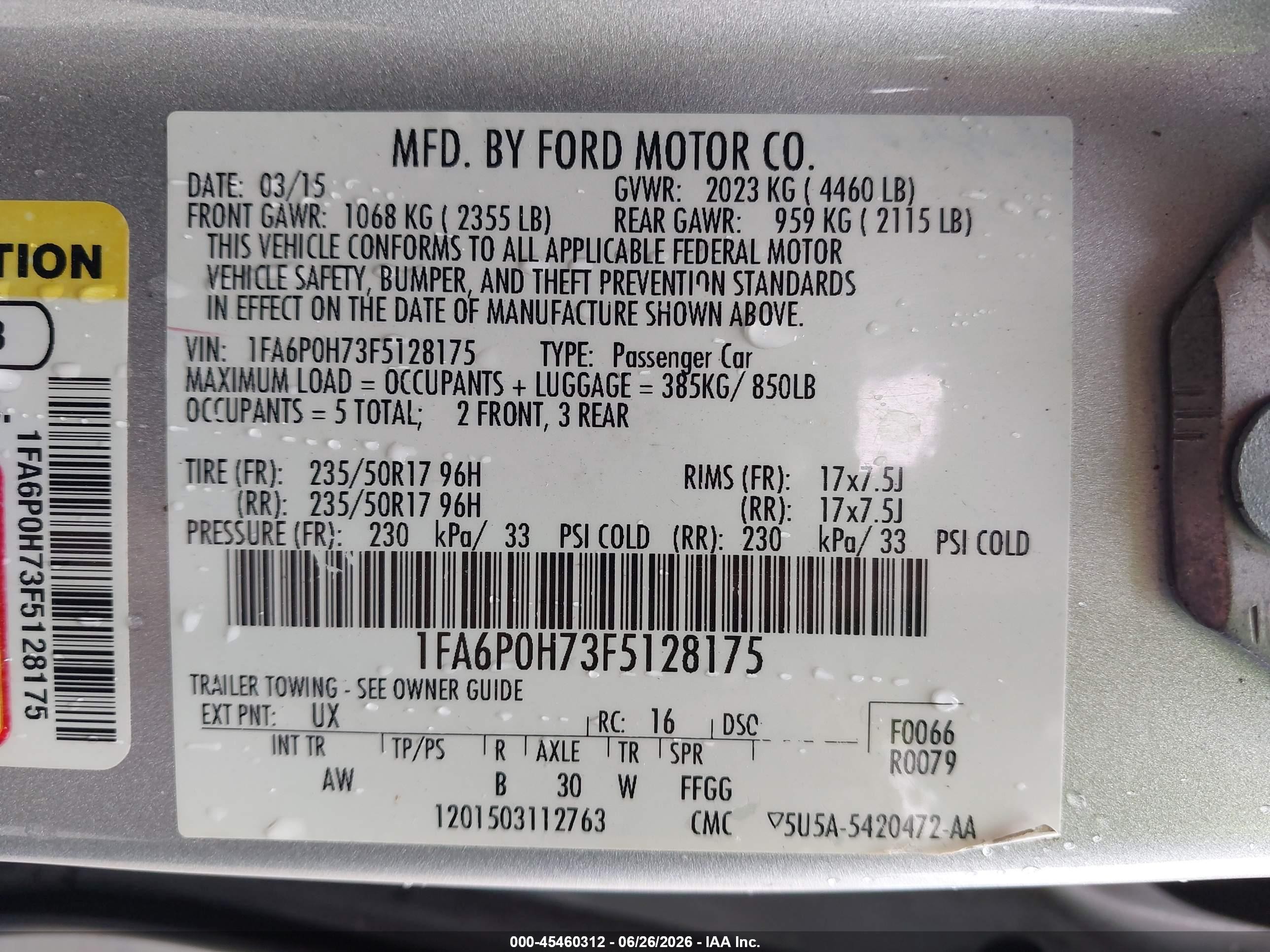2015 Ford Fusion Se Silver vin: 1FA6P0H73F5128175
