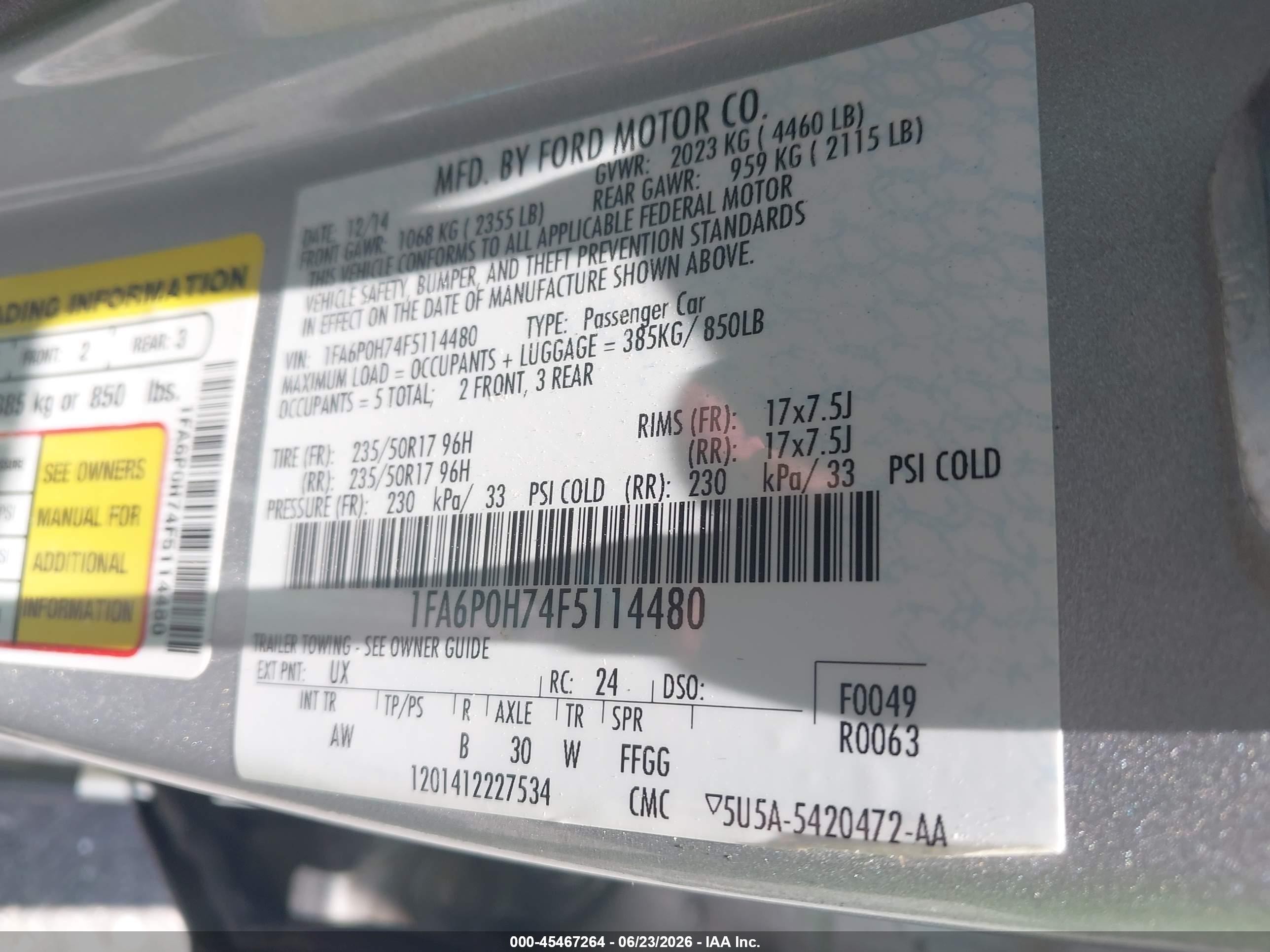 2015 Ford Fusion Se Silver vin: 1FA6P0H74F5114480