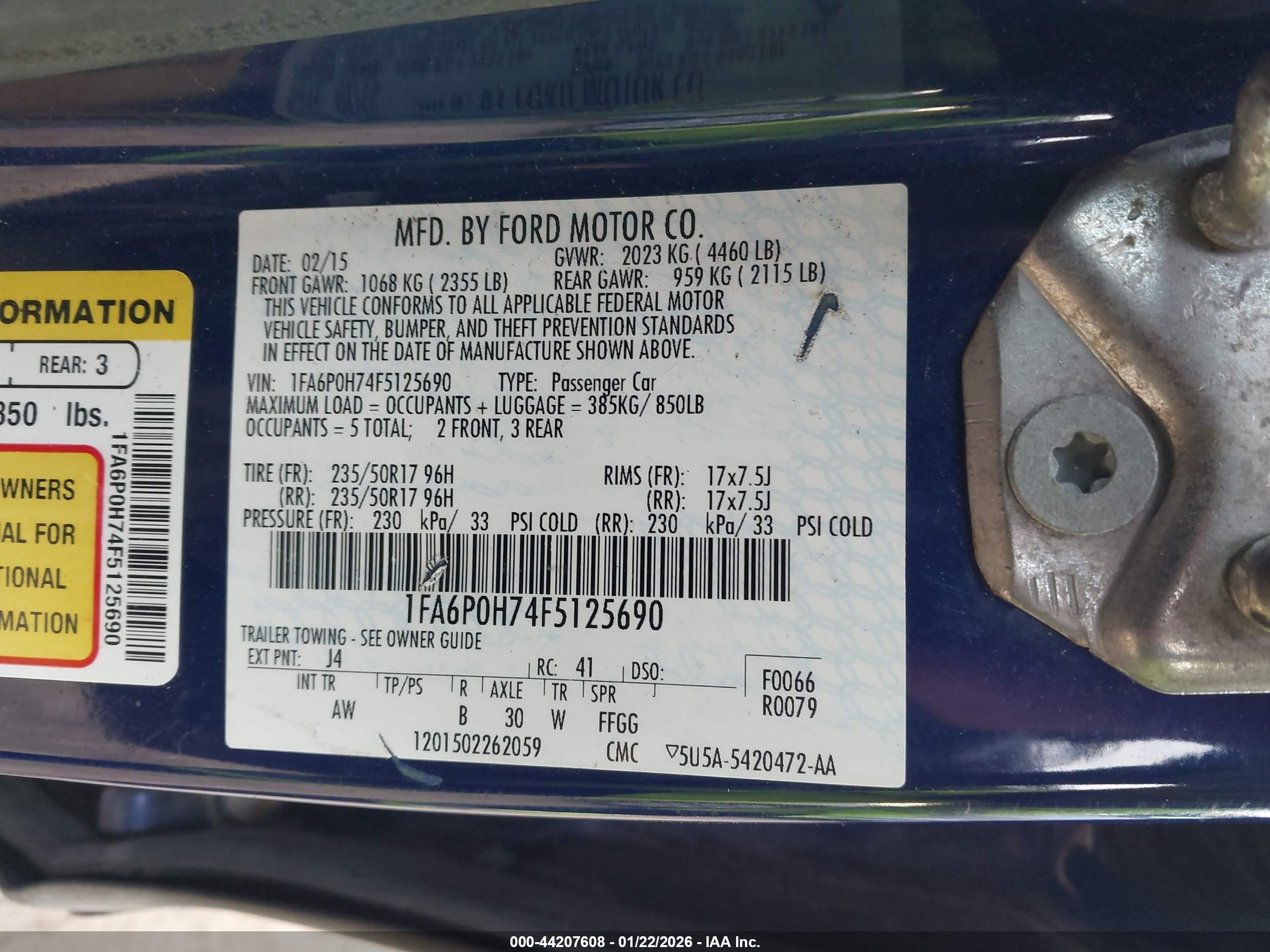 2015 Ford Fusion Se Blue vin: 1FA6P0H74F5125690