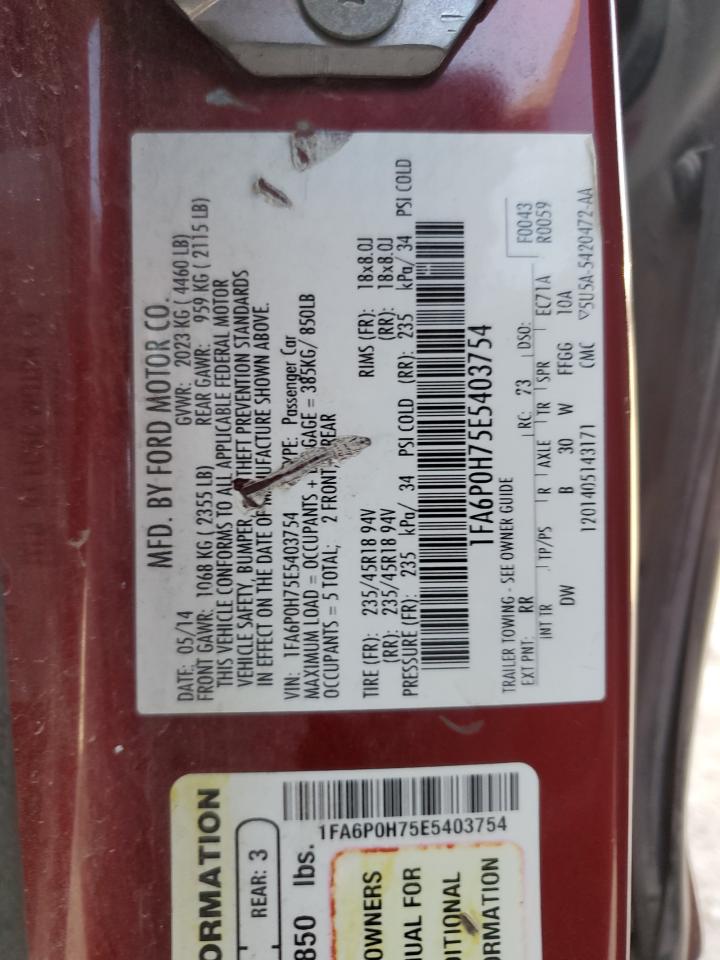 2014 Ford Fusion Se Red vin: 1FA6P0H75E5403754