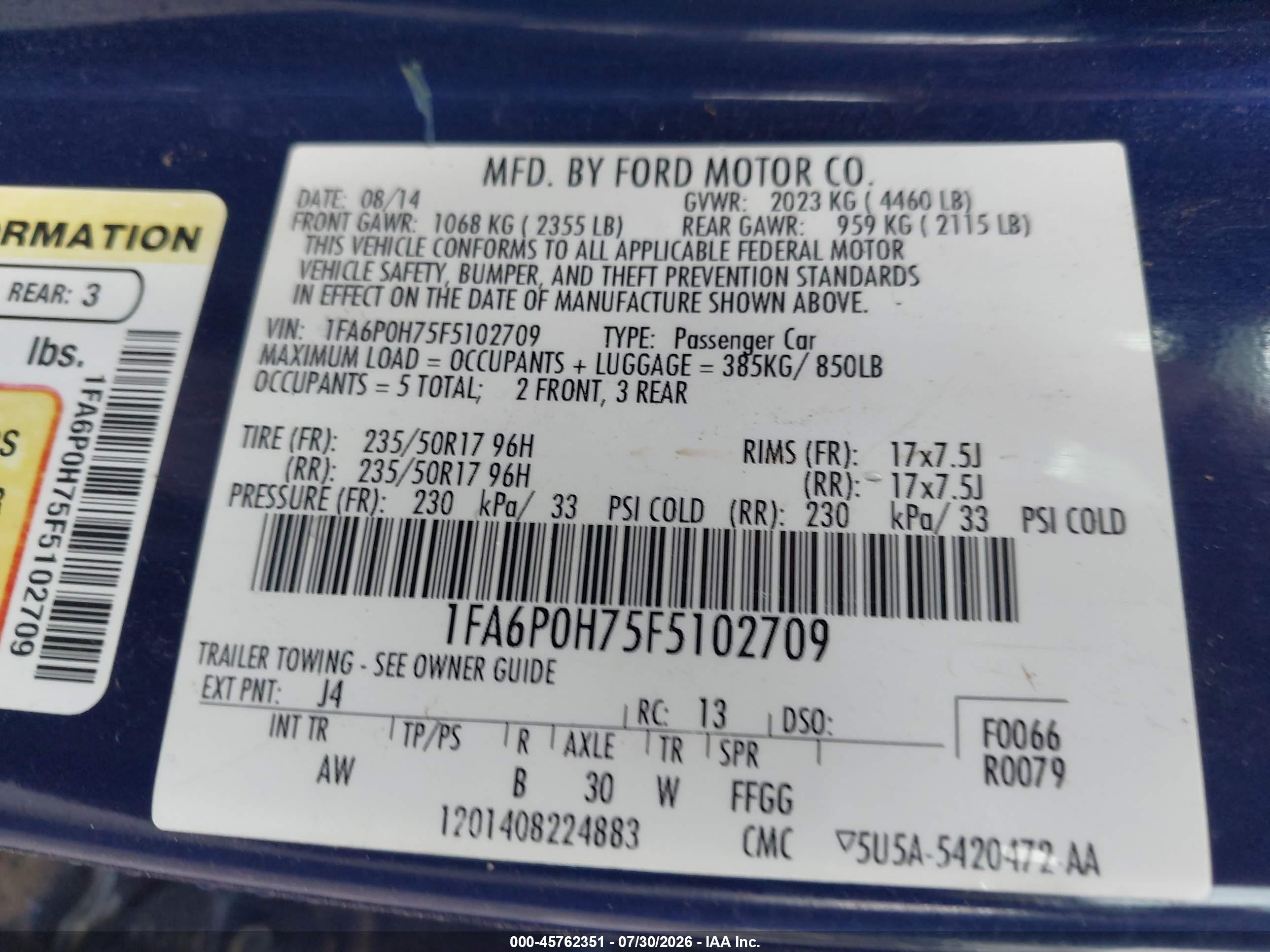 2015 Ford Fusion Se Синий vin: 1FA6P0H75F5102709