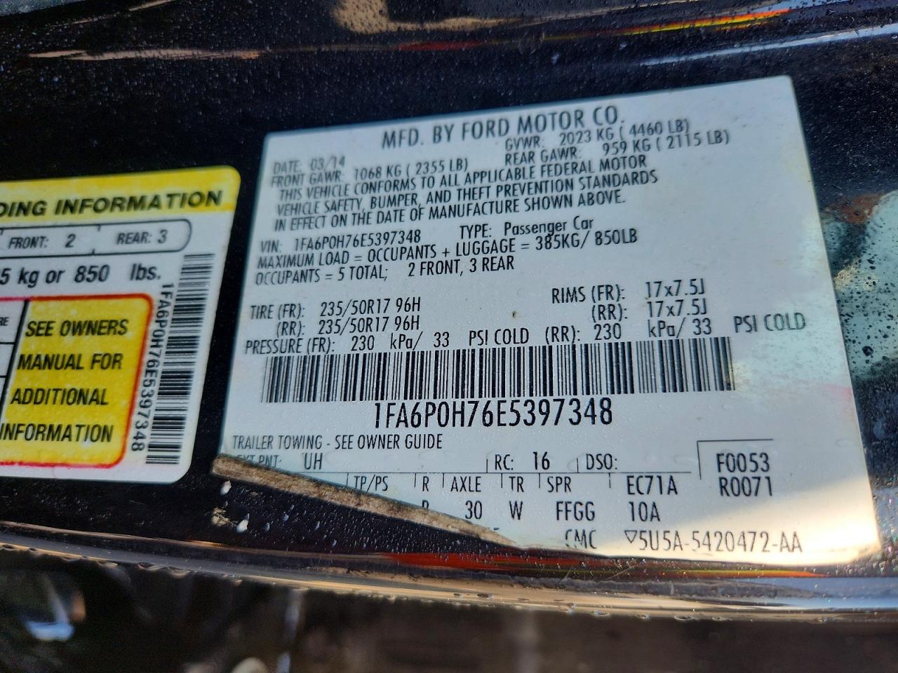 2014 Ford Fusion Se Black vin: 1FA6P0H76E5397348