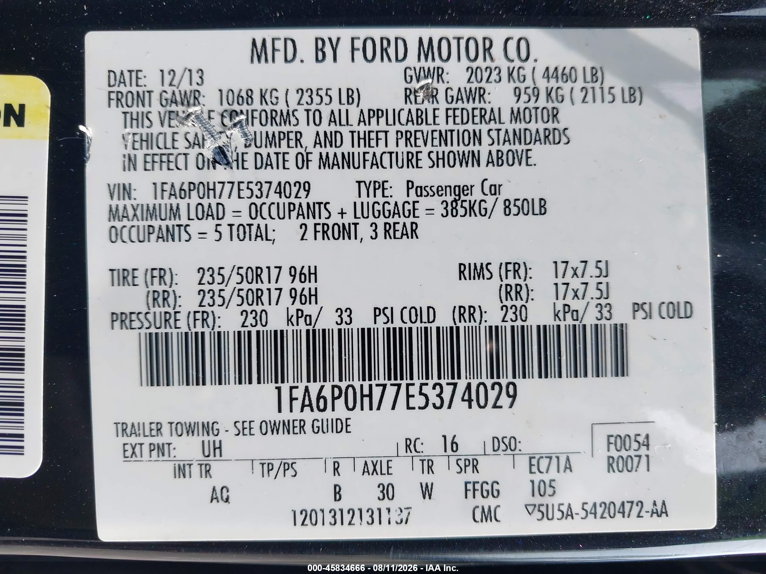 2014 Ford Fusion Se Черный vin: 1FA6P0H77E5374029