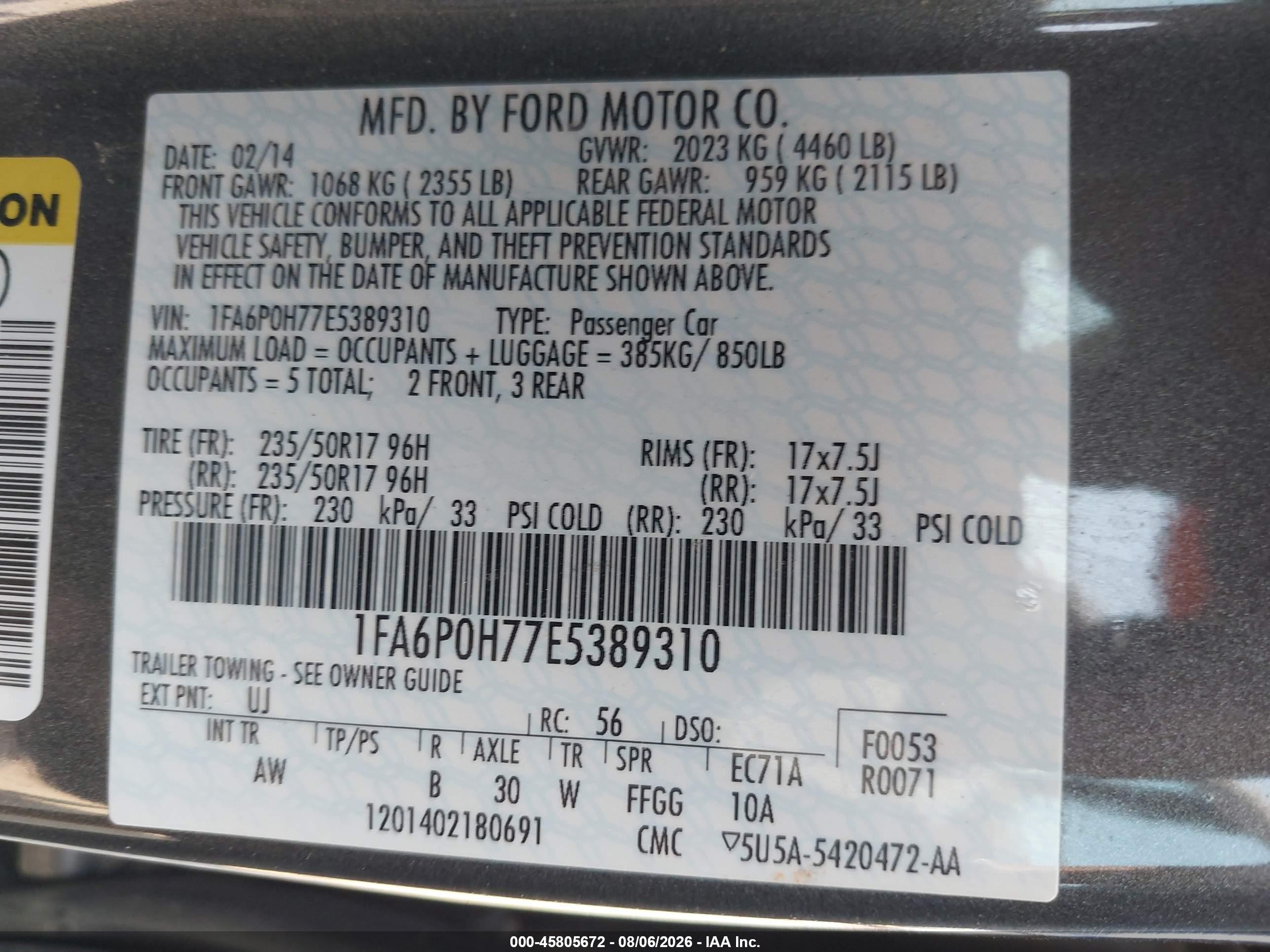 2014 Ford Fusion Se Silver vin: 1FA6P0H77E5389310