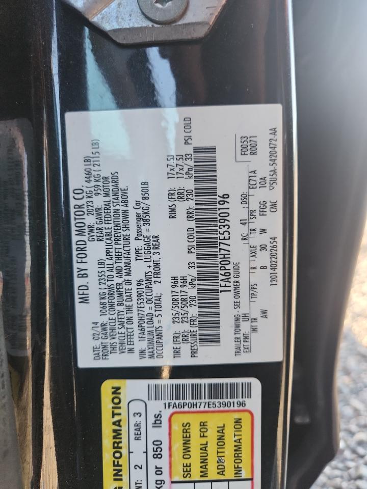 2014 Ford Fusion Se Black vin: 1FA6P0H77E5390196