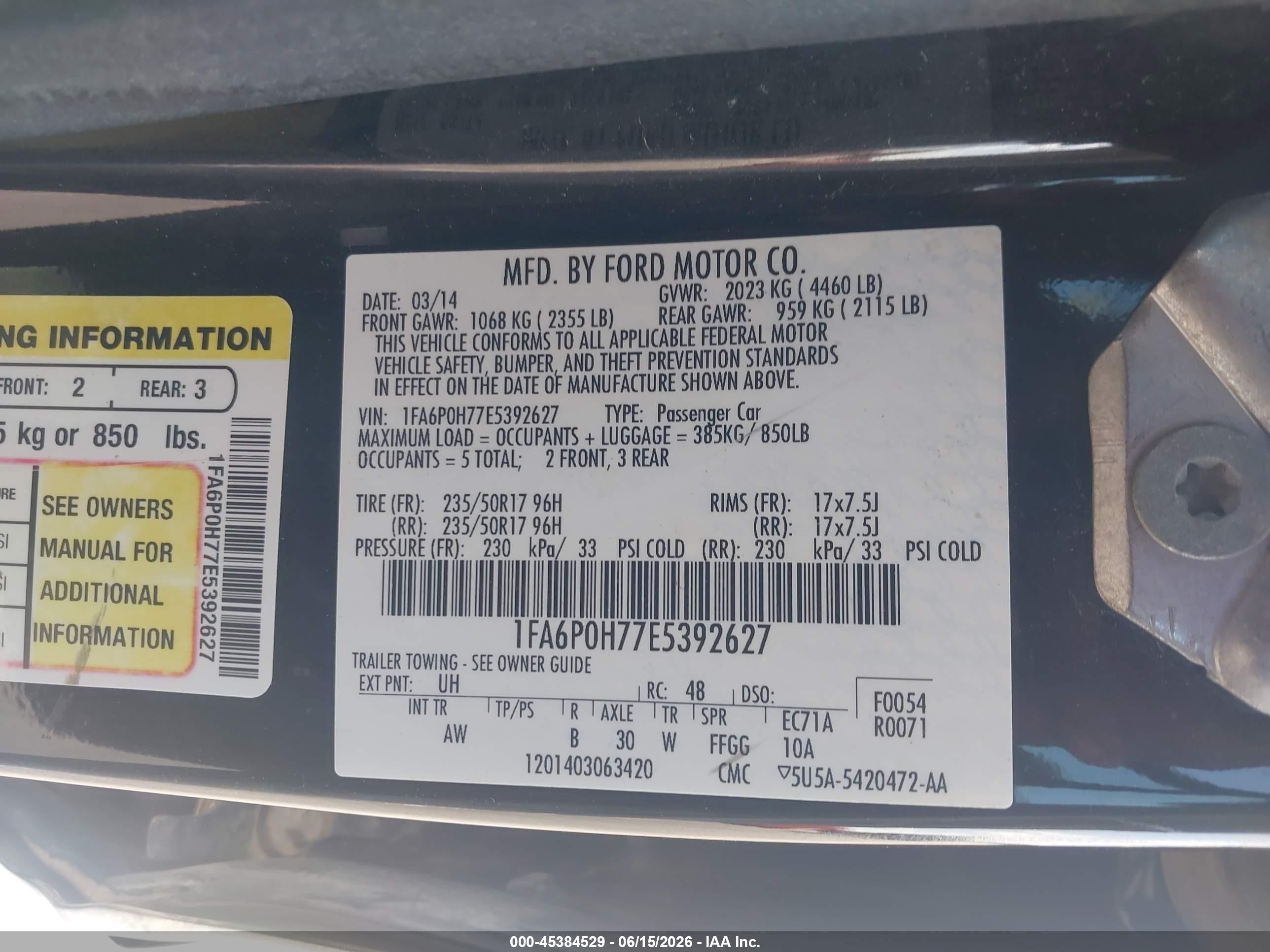 2014 Ford Fusion Se Black vin: 1FA6P0H77E5392627