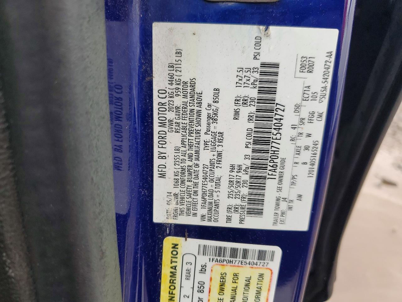 2014 Ford Fusion Se Blue vin: 1FA6P0H77E5404727