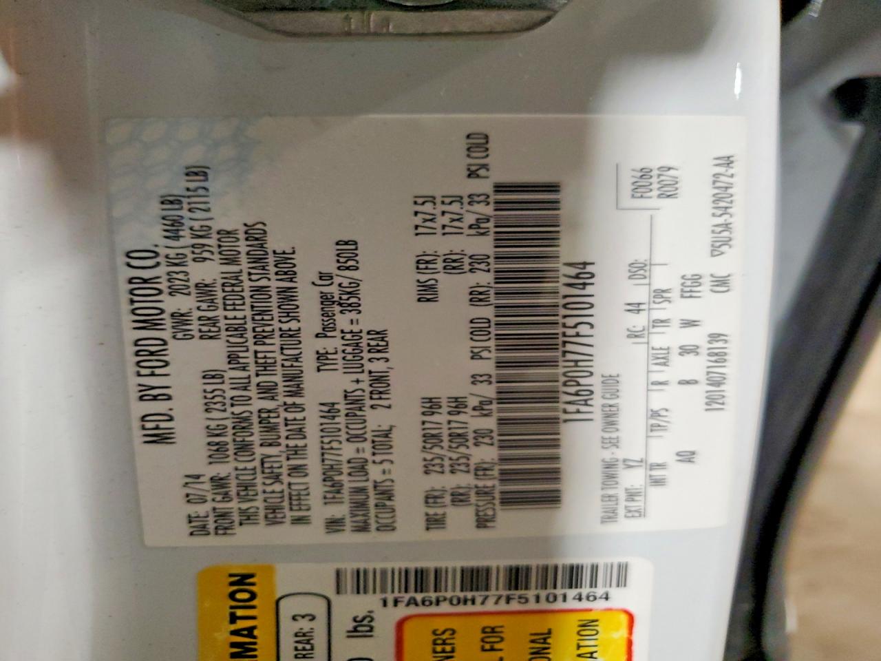 2015 Ford Fusion Se White vin: 1FA6P0H77F5101464