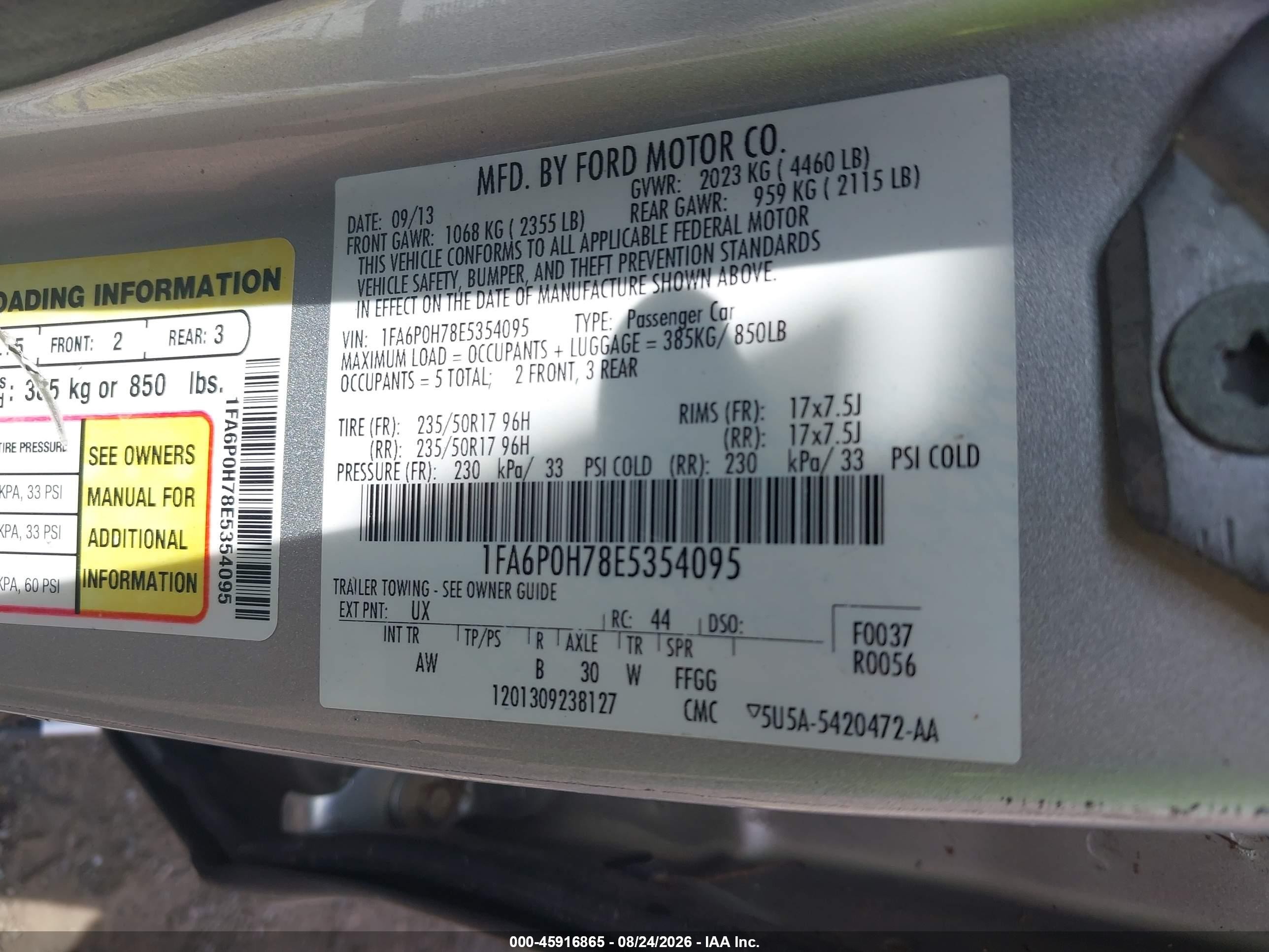 2014 Ford Fusion Se Silver vin: 1FA6P0H78E5354095