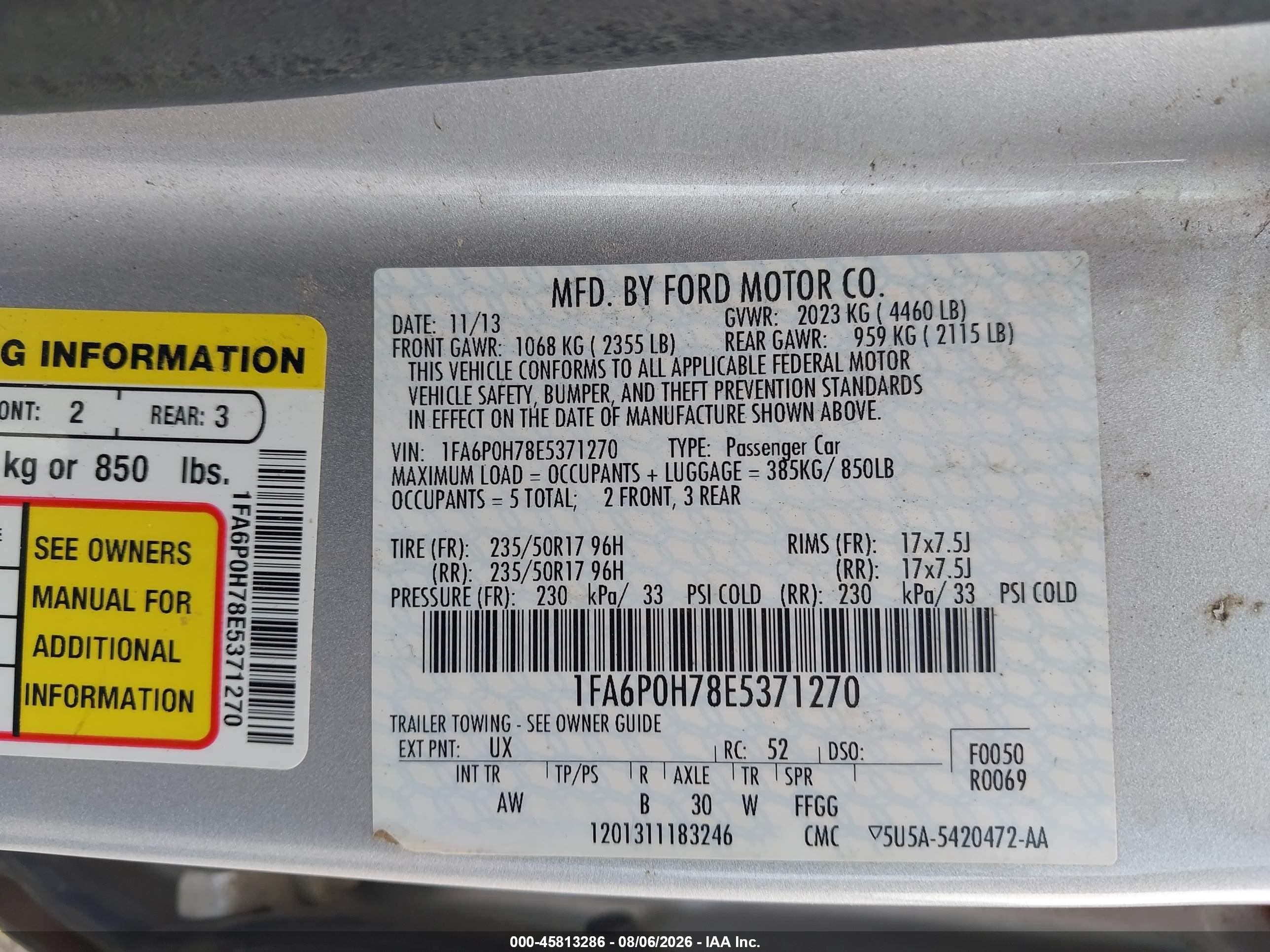 2014 Ford Fusion Se Silver vin: 1FA6P0H78E5371270