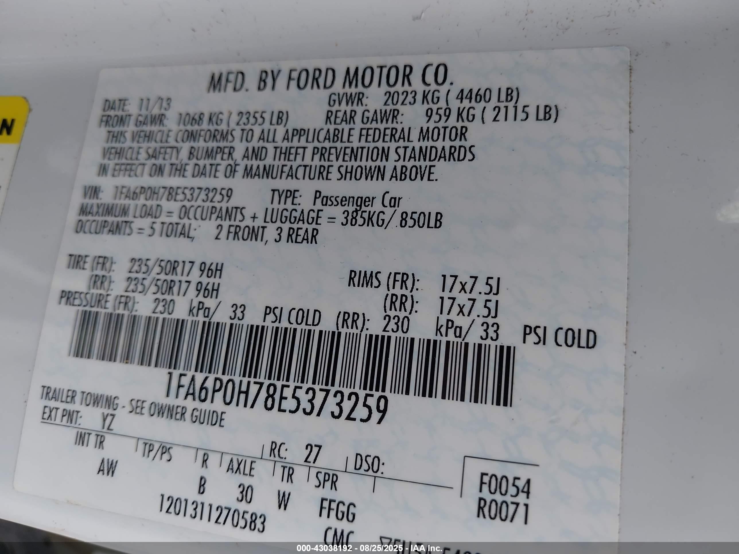 2014 Ford Fusion Se White vin: 1FA6P0H78E5373259