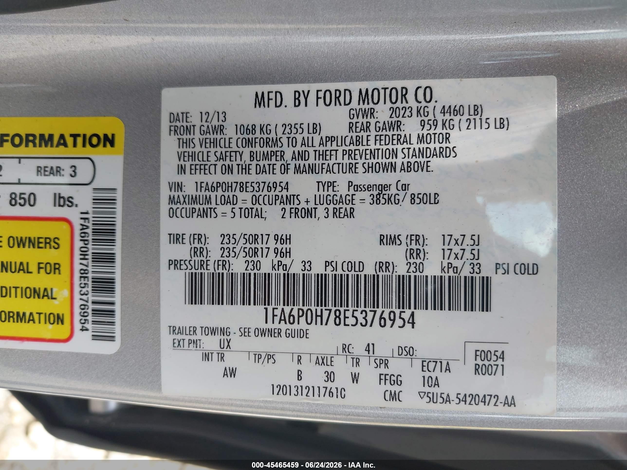 2014 Ford Fusion Se Silver vin: 1FA6P0H78E5376954