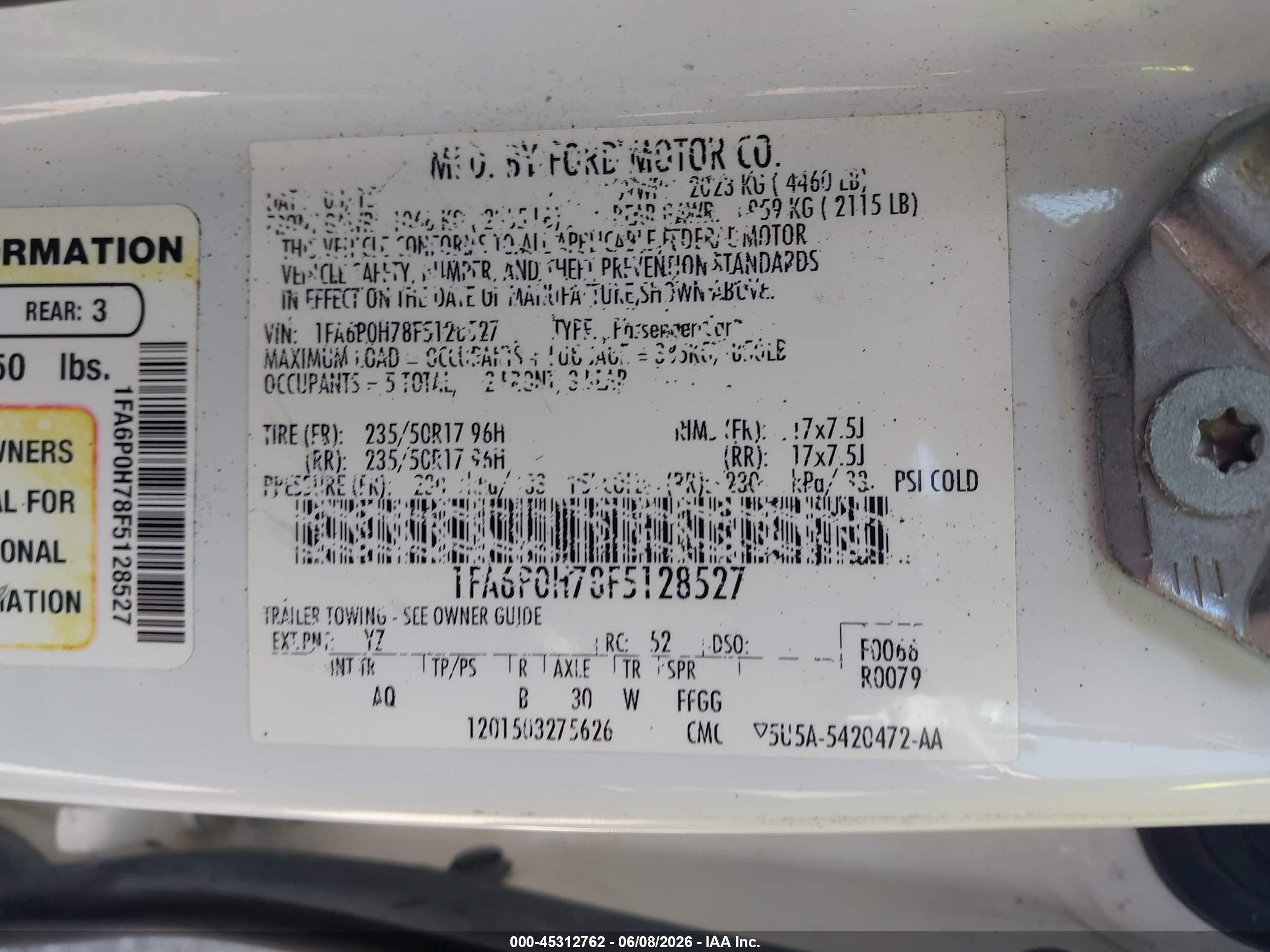 2015 Ford Fusion Se White vin: 1FA6P0H78F5128527