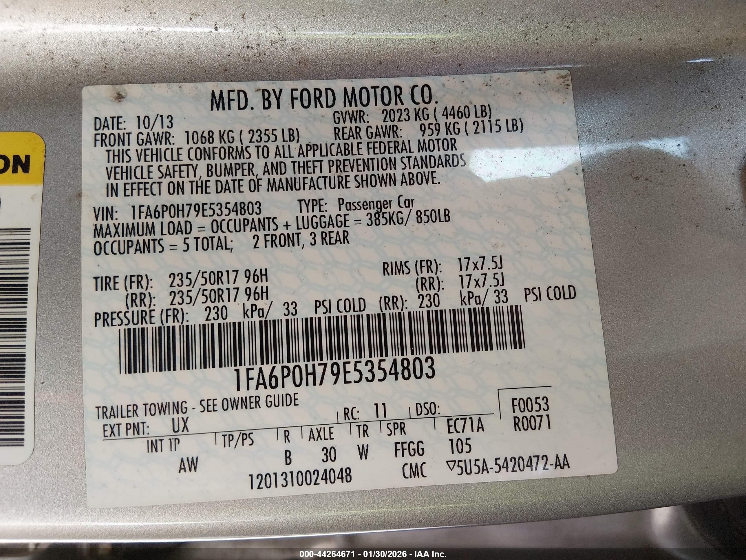 2014 Ford Fusion Se Silver vin: 1FA6P0H79E5354803