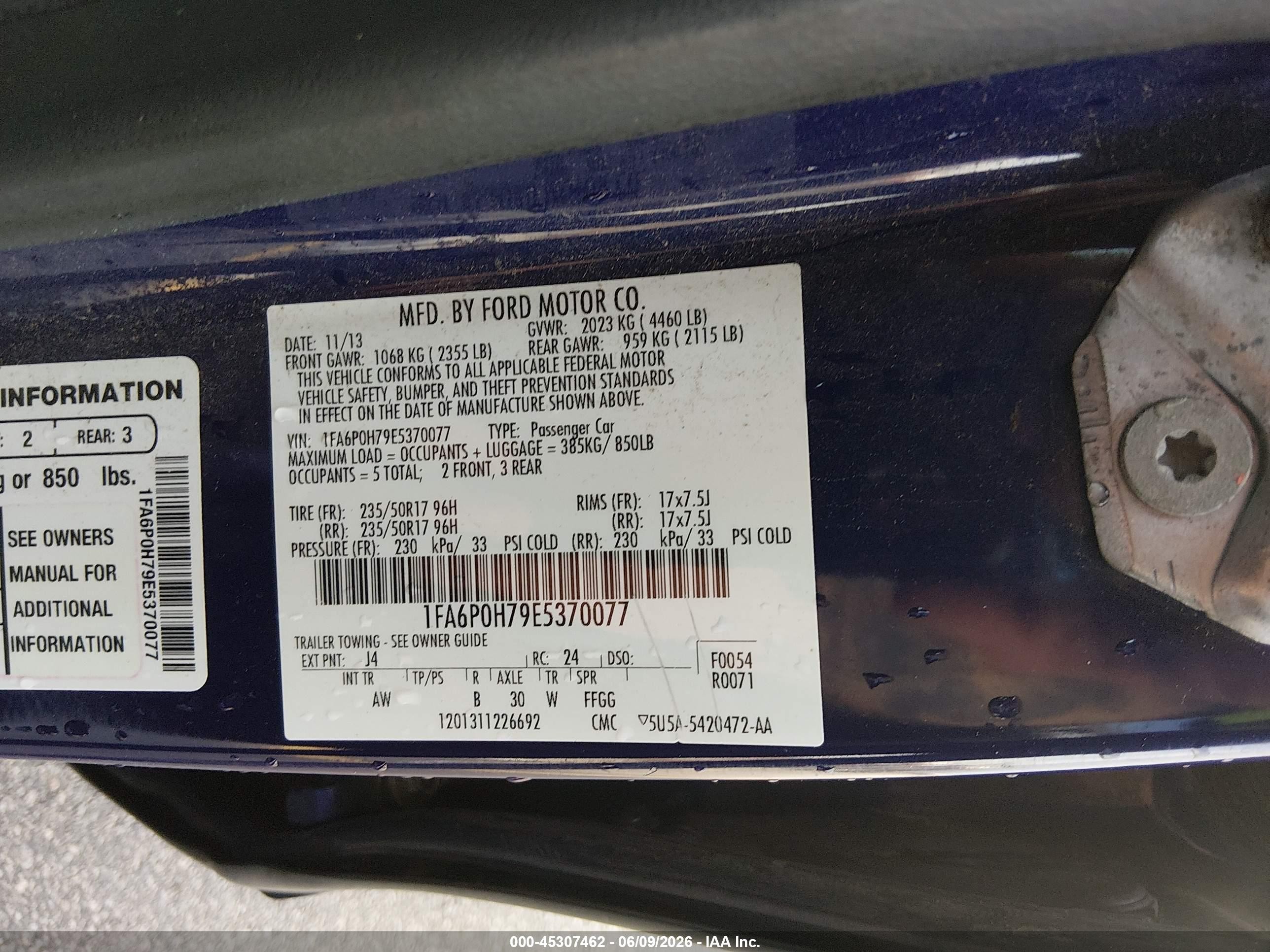 2014 Ford Fusion Se Blue vin: 1FA6P0H79E5370077