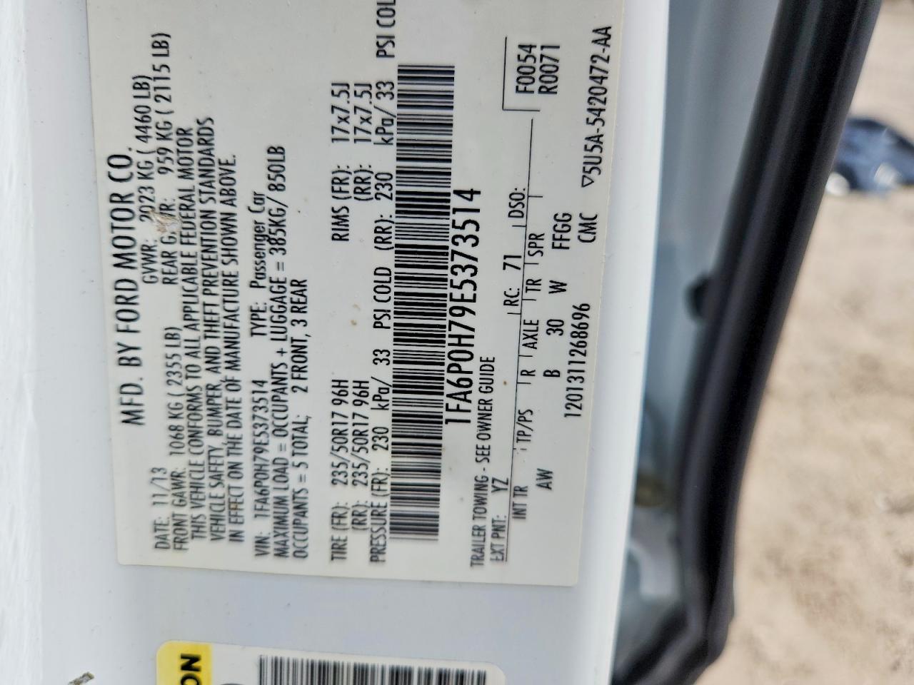 2014 Ford Fusion Se White vin: 1FA6P0H79E5373514