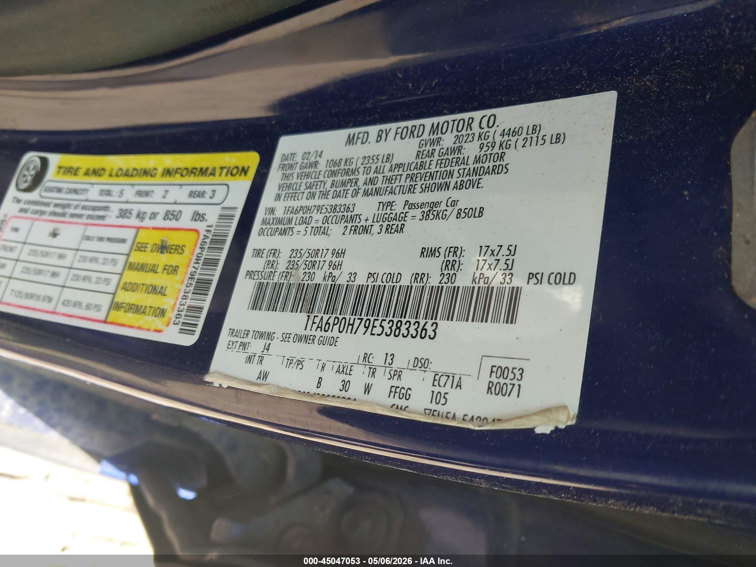 2014 Ford Fusion Se Синий vin: 1FA6P0H79E5383363